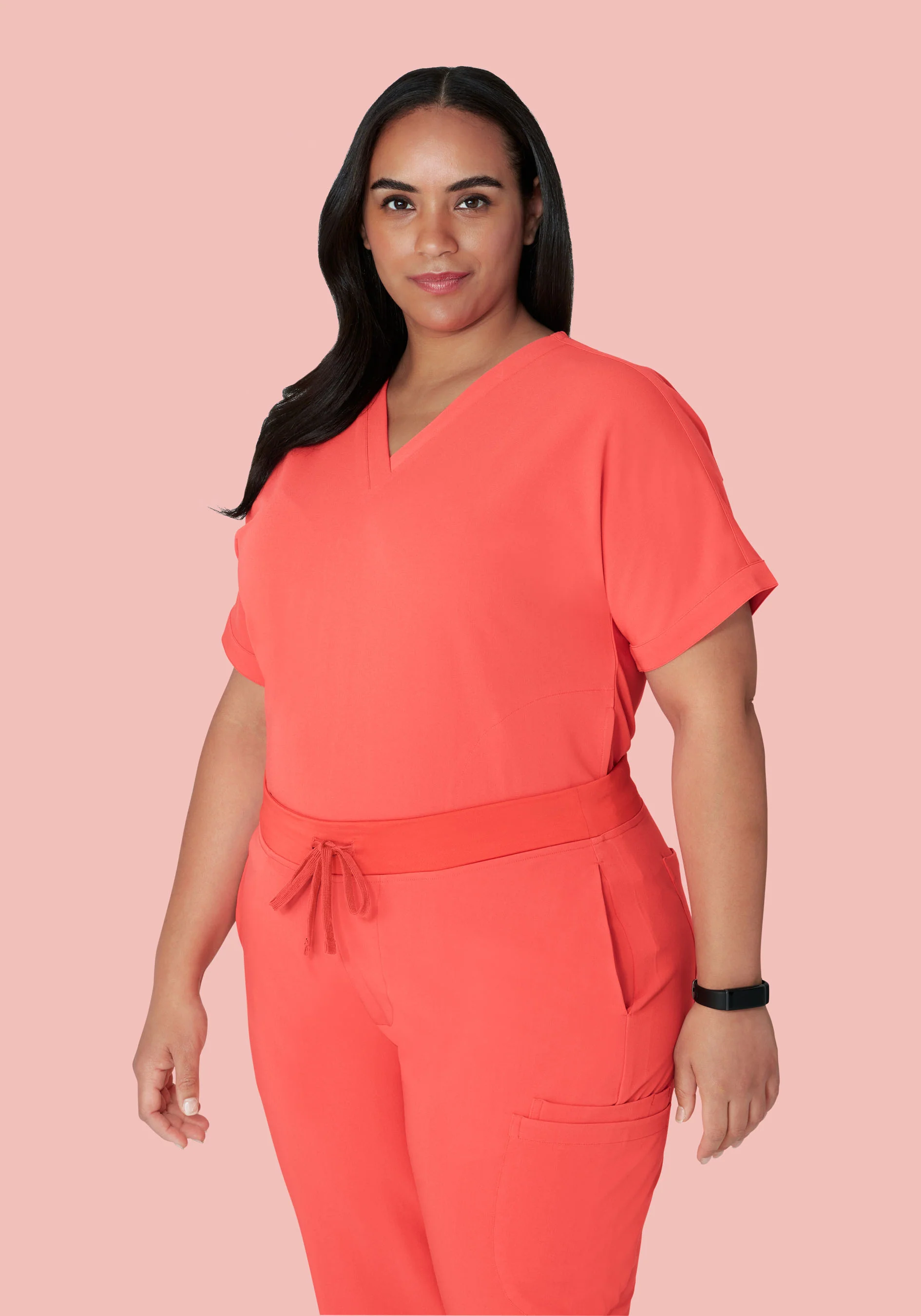 Oversized V Neck Top Sunkissed Coral - Image 7