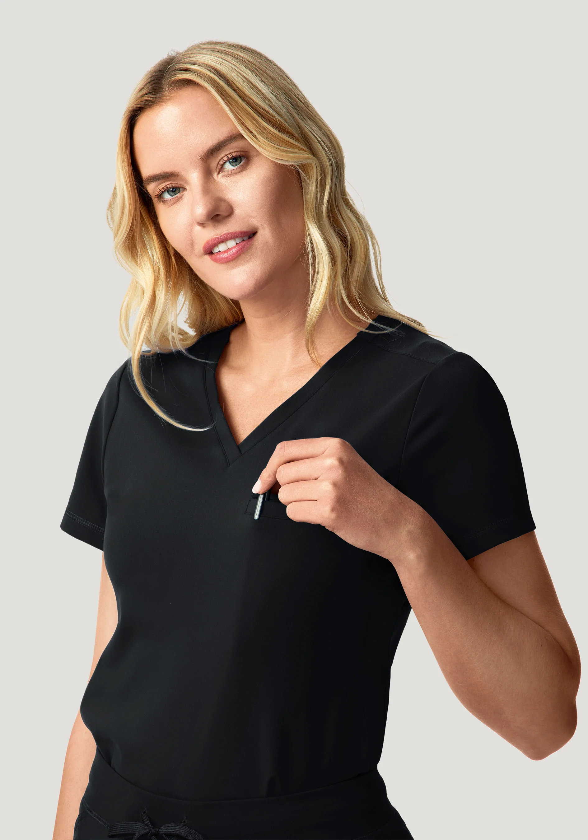 Soft Stretch Chest Pocket Top Black - Image 2