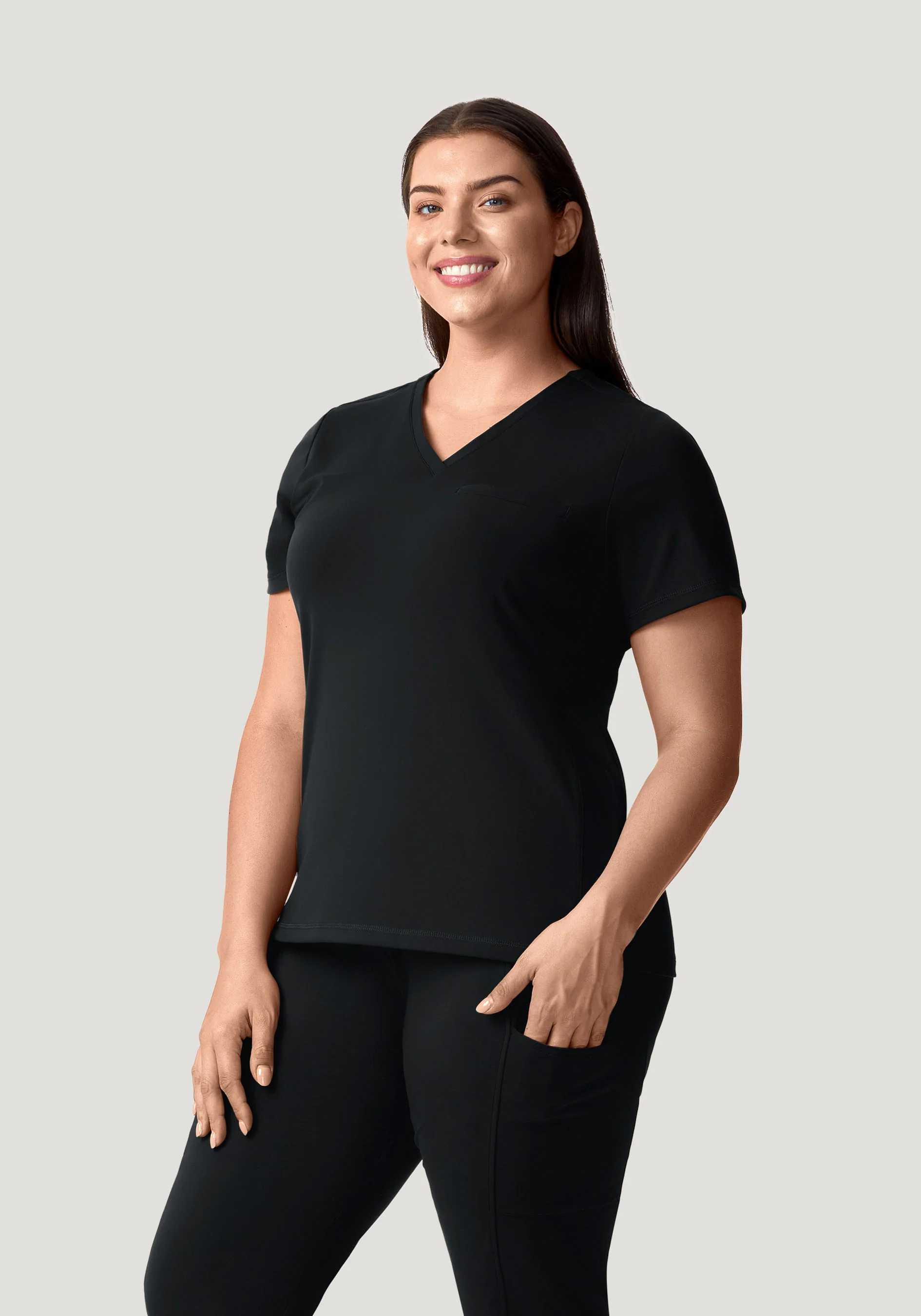 Soft Stretch Chest Pocket Top Black - Image 6