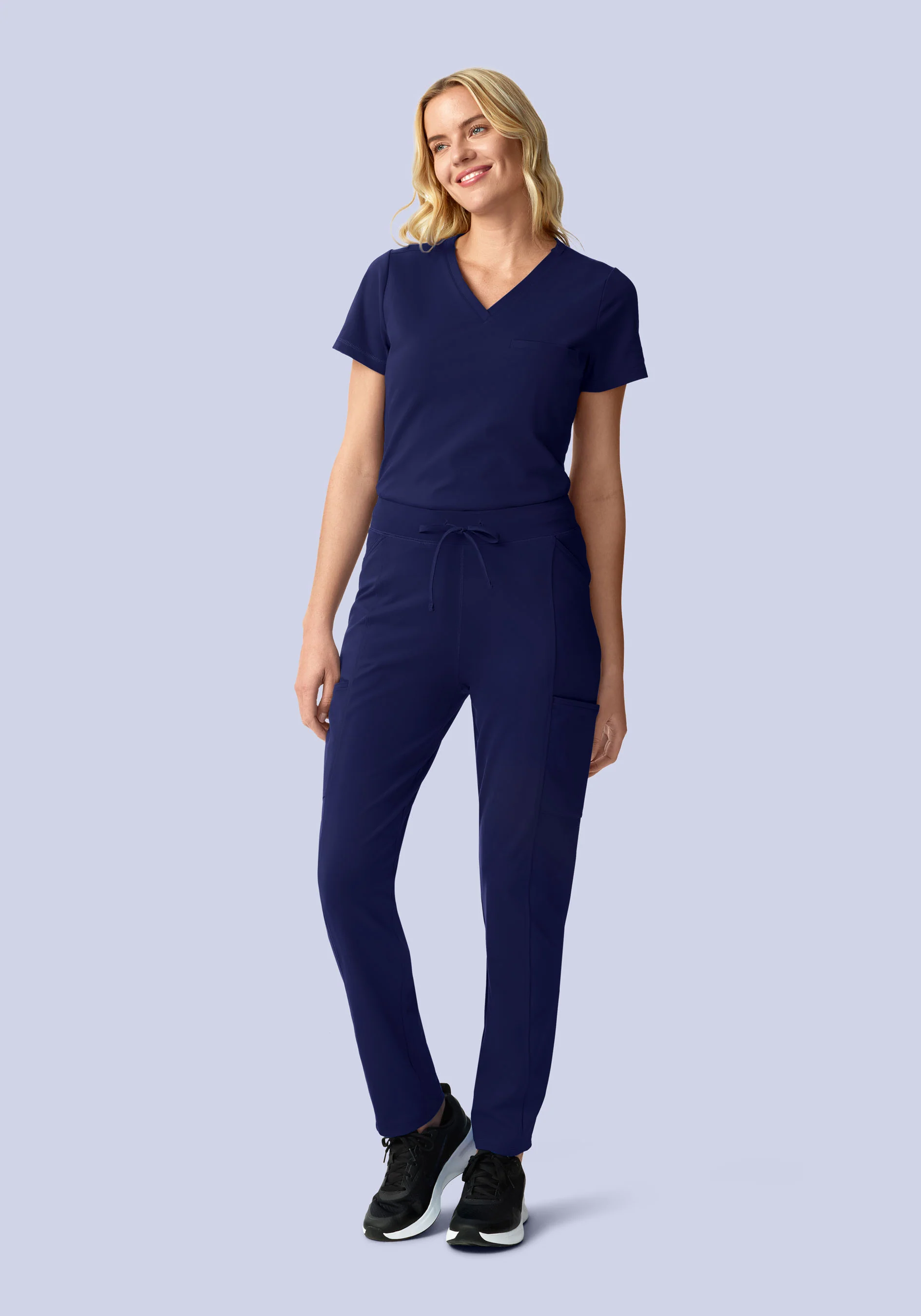 Soft Stretch Chest Pocket Top Navy - Image 3