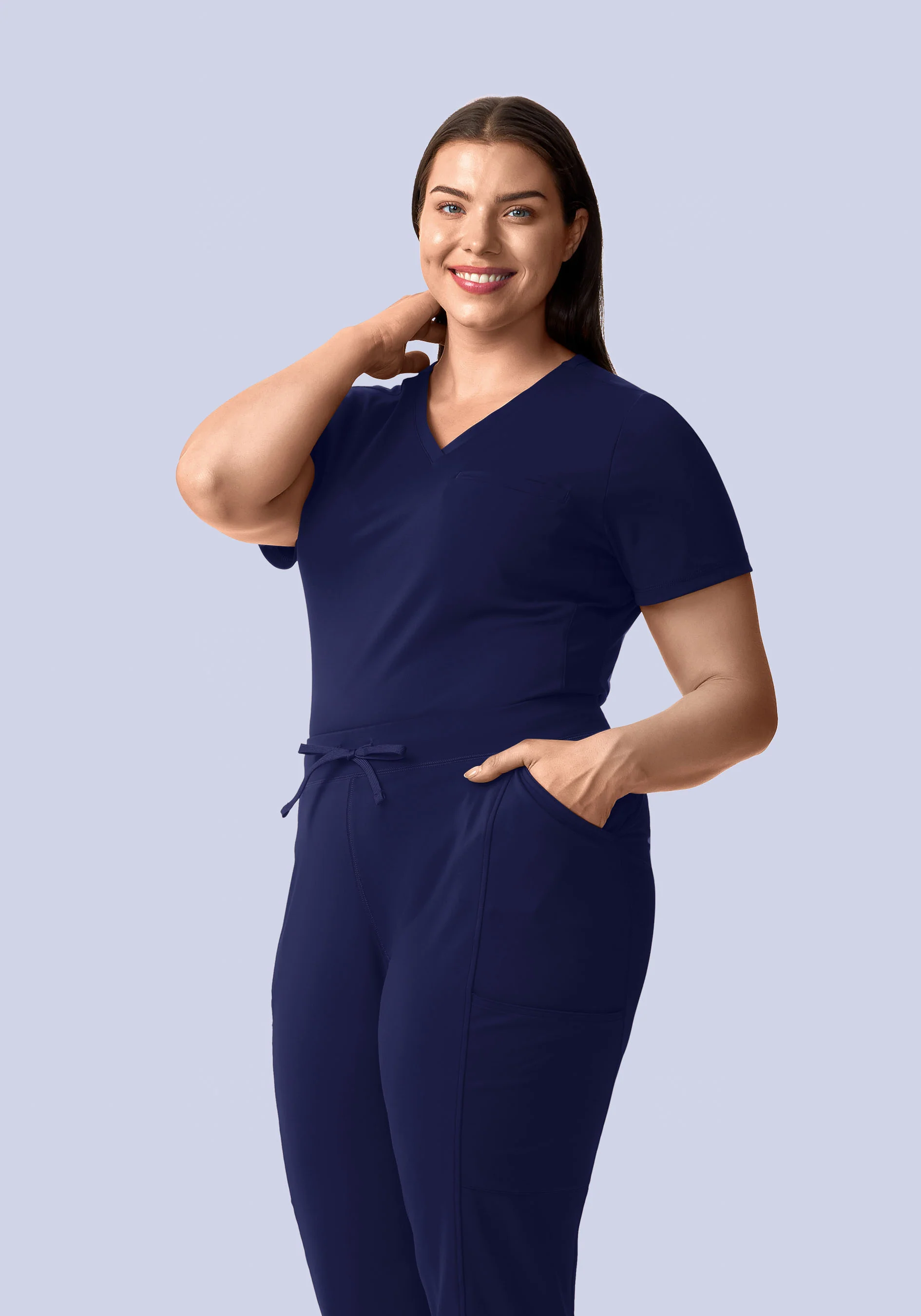 Soft Stretch Chest Pocket Top Navy - Image 4