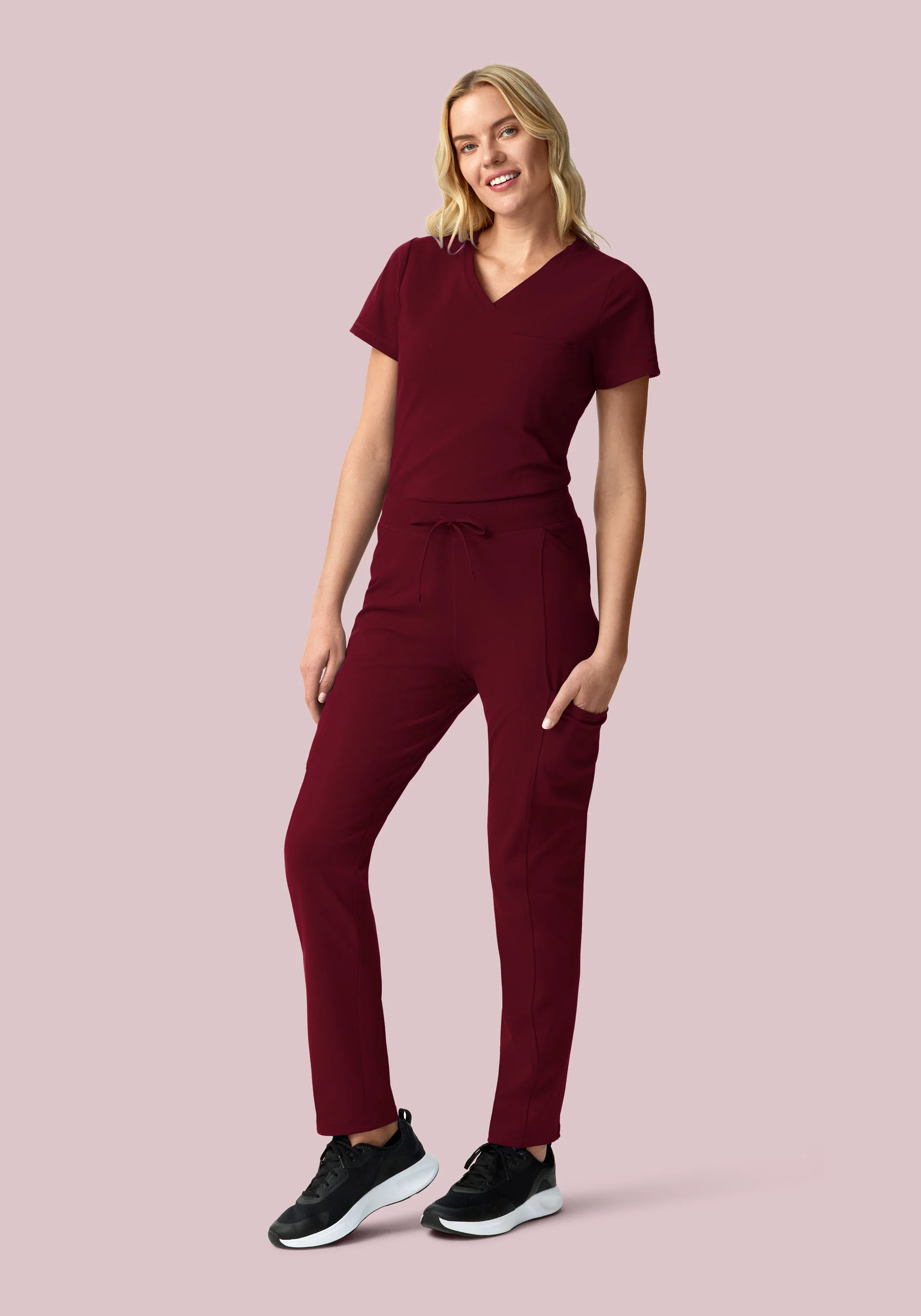 Soft Stretch Chest Pocket Top Wine - Image 3