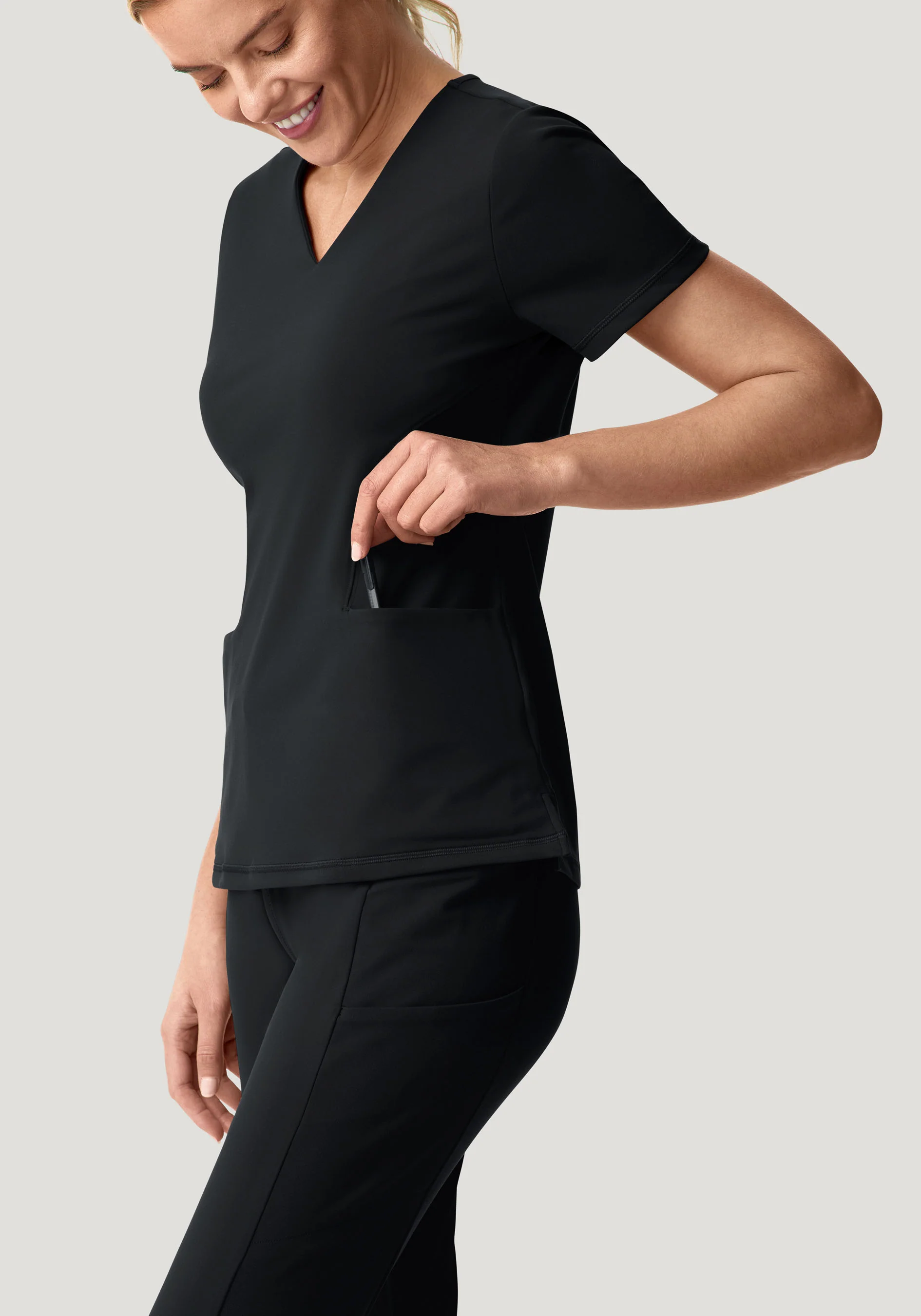Soft Stretch V-Neck Top Black - Image 2