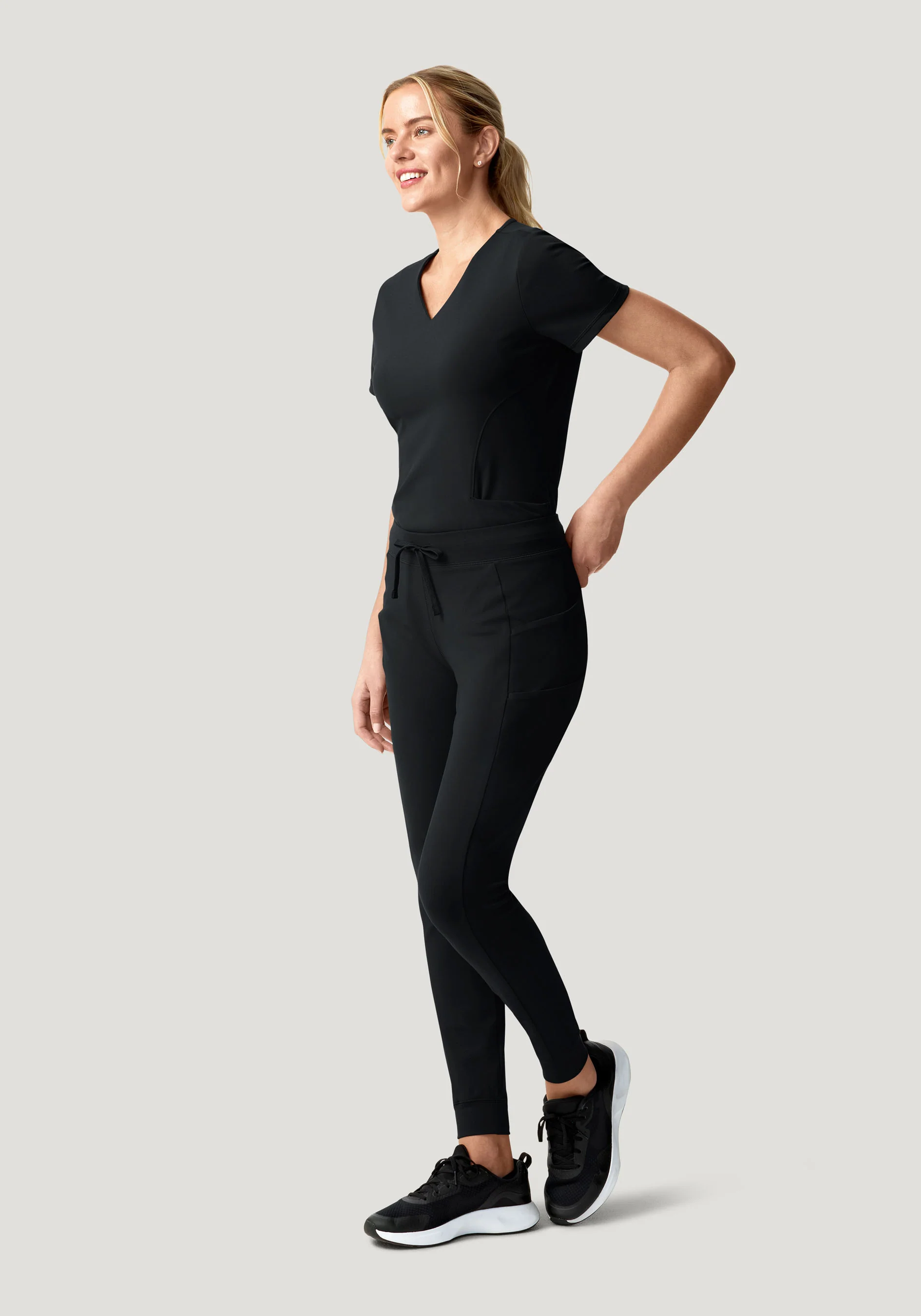 Soft Stretch V-Neck Top Black - Image 3