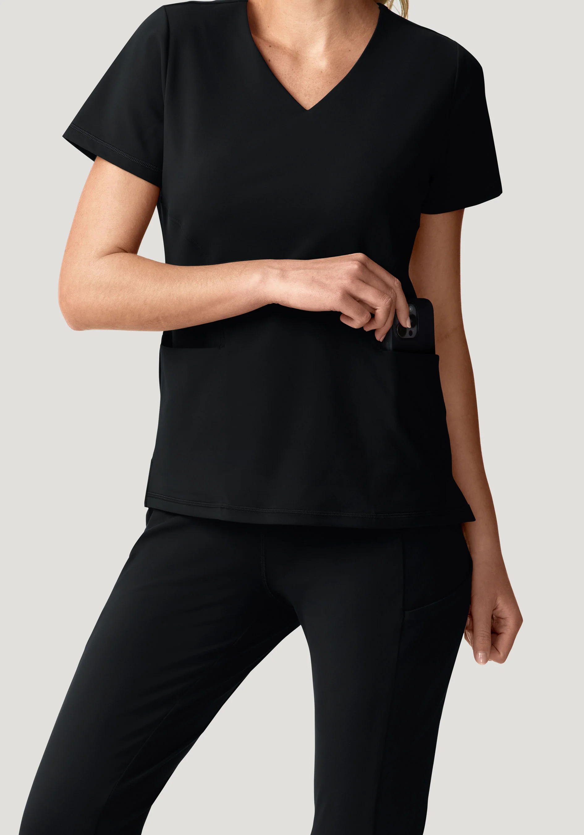 Soft Stretch V-Neck Top Black - Image 4