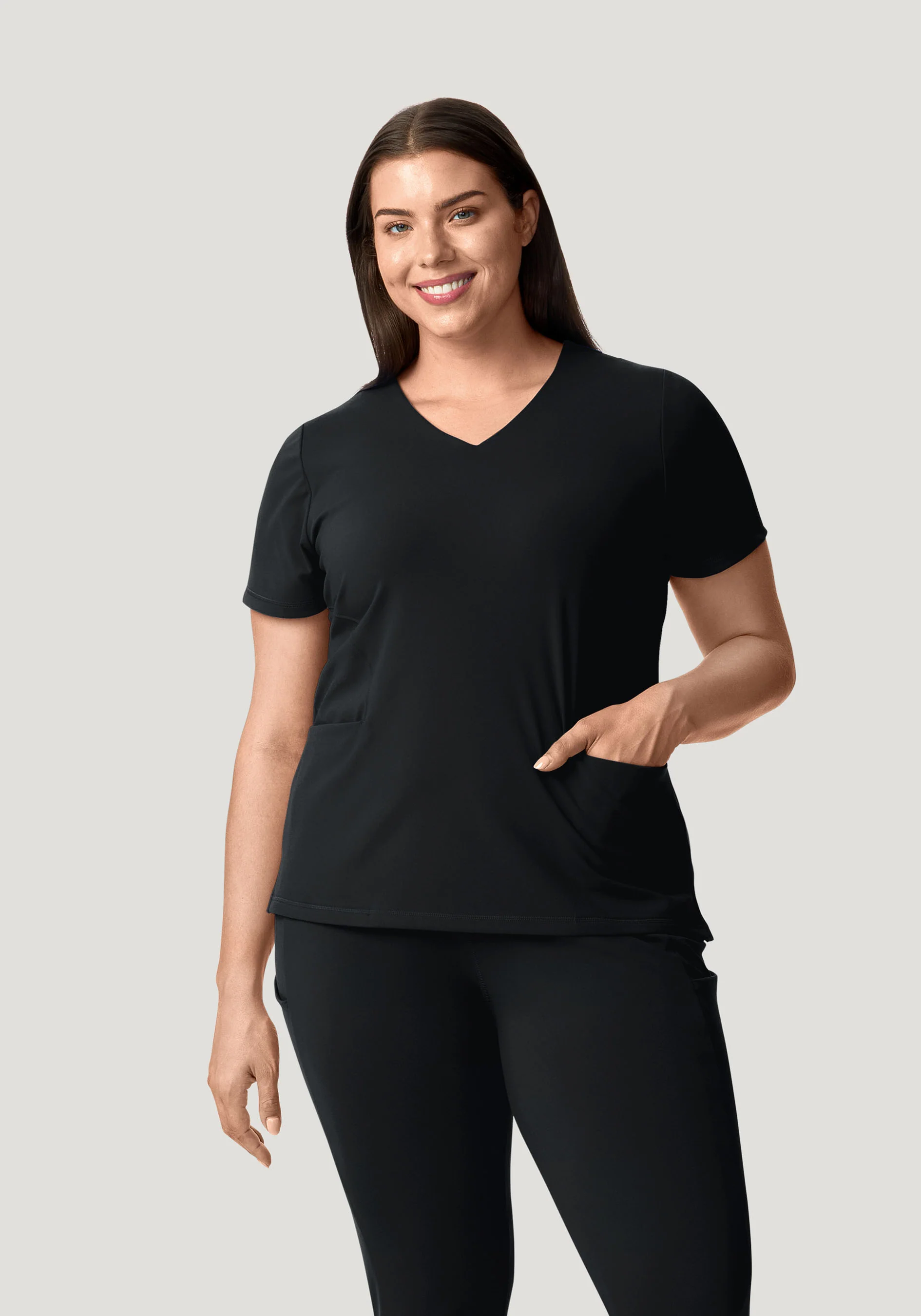 Soft Stretch V-Neck Top Black - Image 7