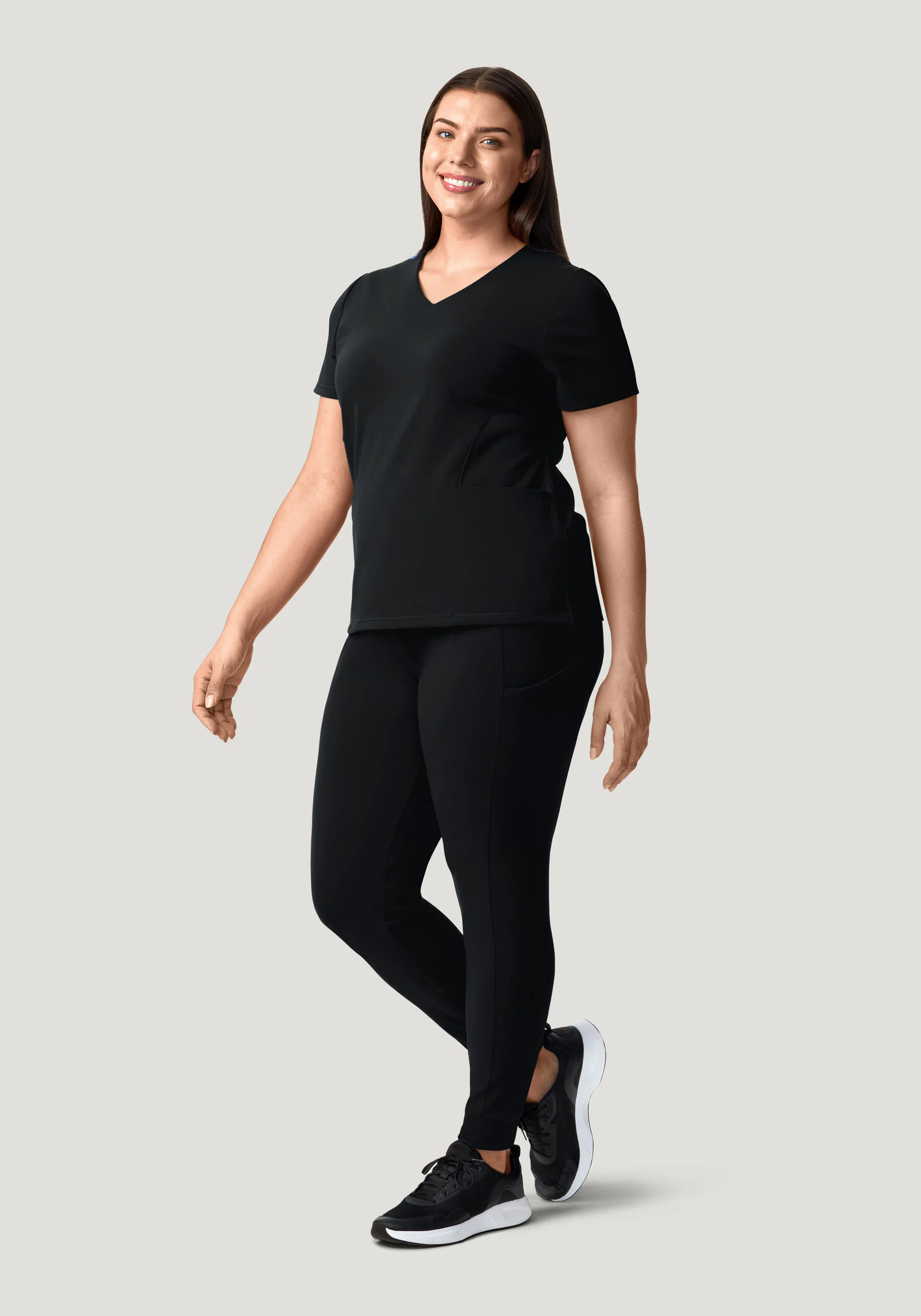 Soft Stretch V-Neck Top Black - Image 9