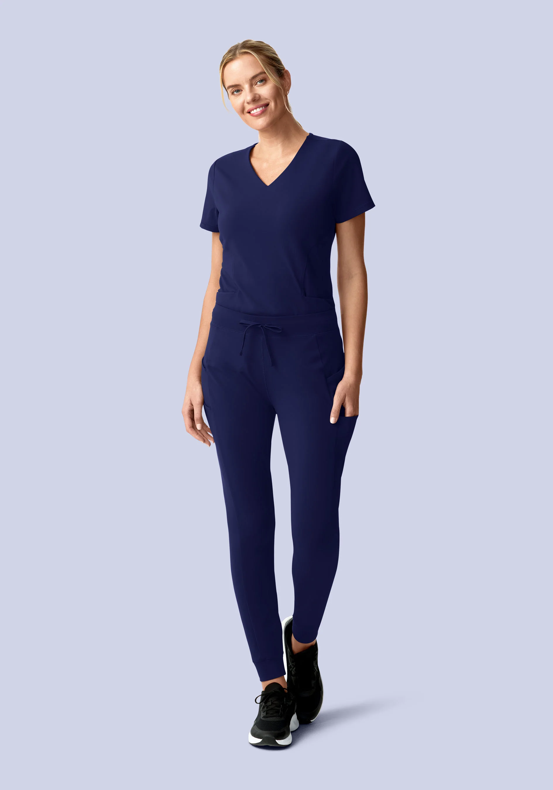 Soft Stretch V-Neck Top Navy - Image 3