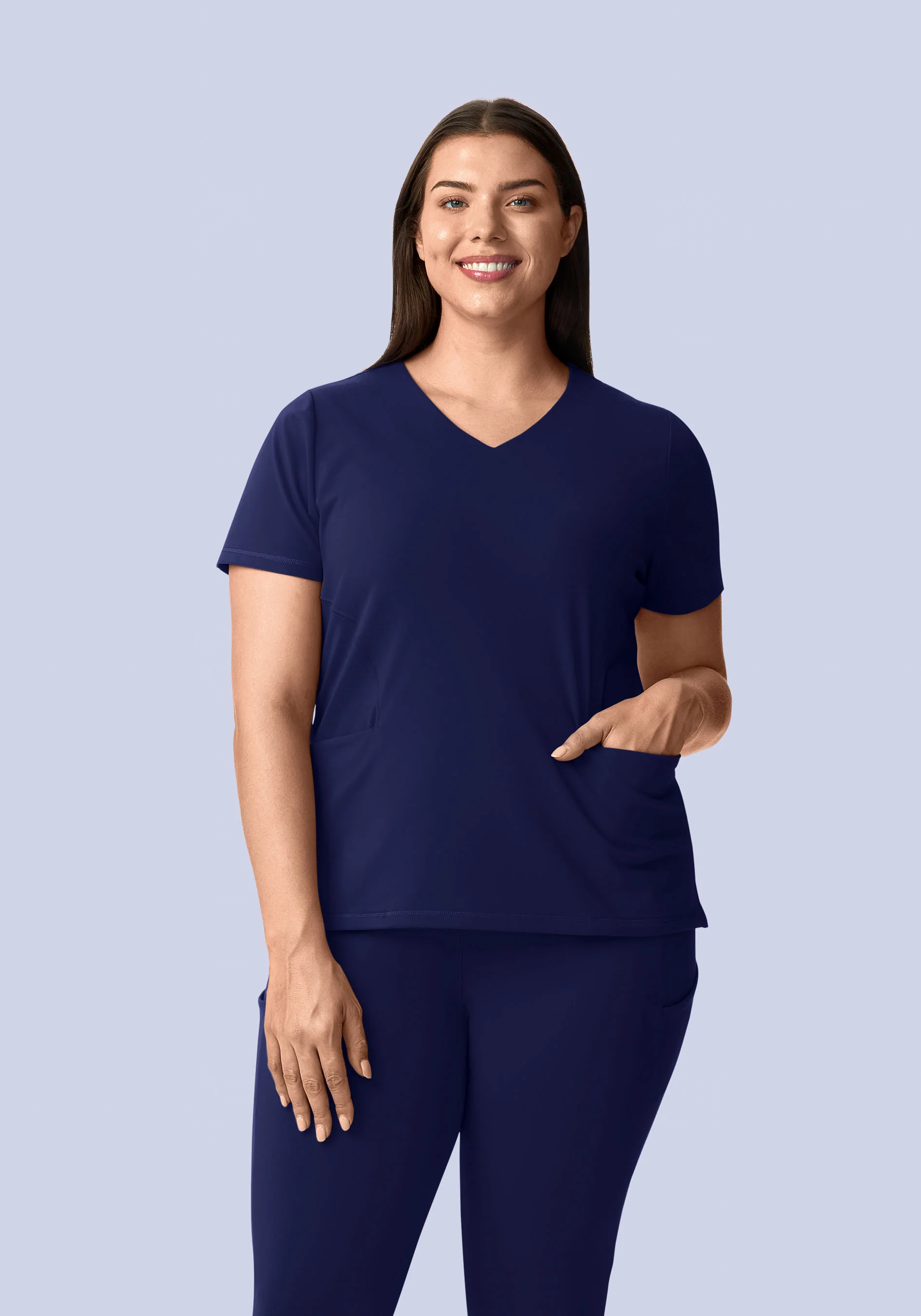 Soft Stretch V-Neck Top Navy - Image 5