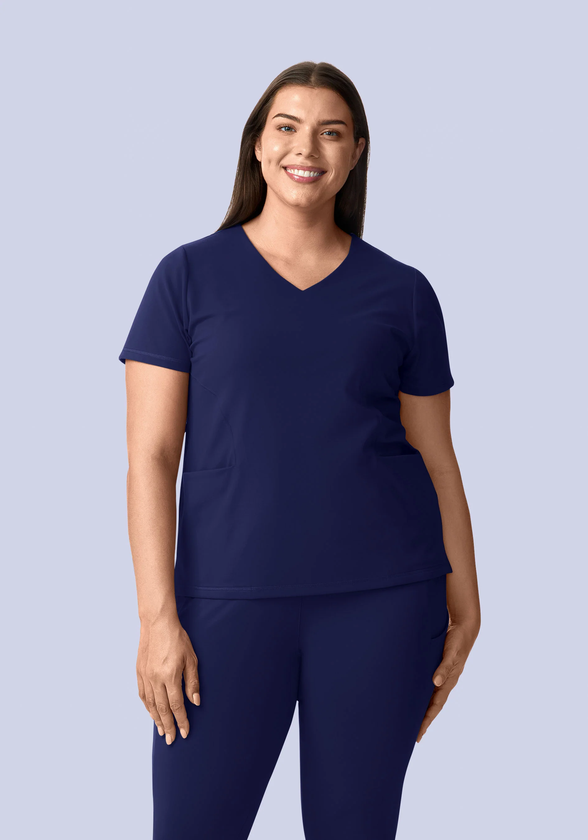 Soft Stretch V-Neck Top Navy - Image 6