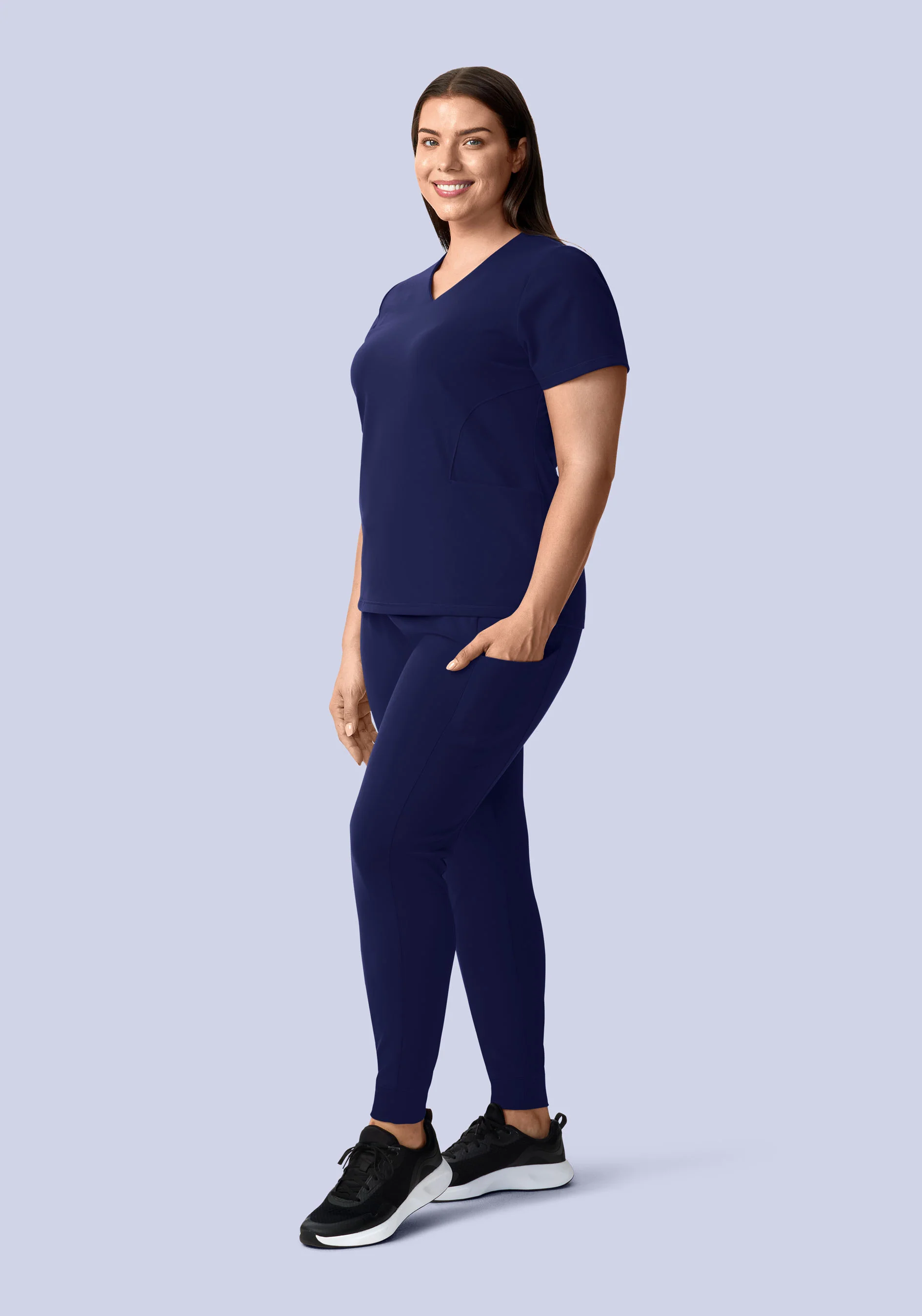 Soft Stretch V-Neck Top Navy - Image 7