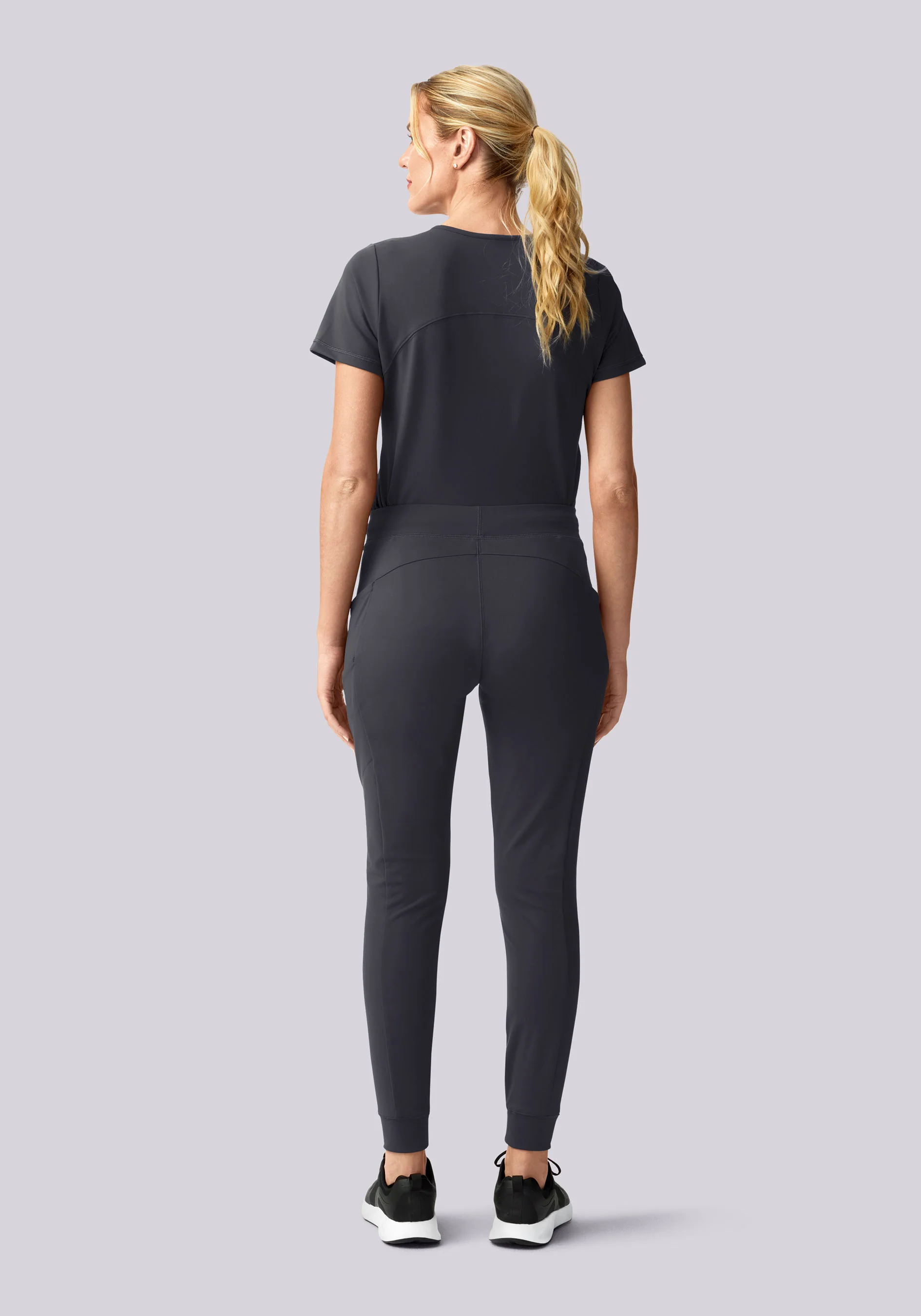 Soft Stretch V-Neck Top Pewter - Image 5