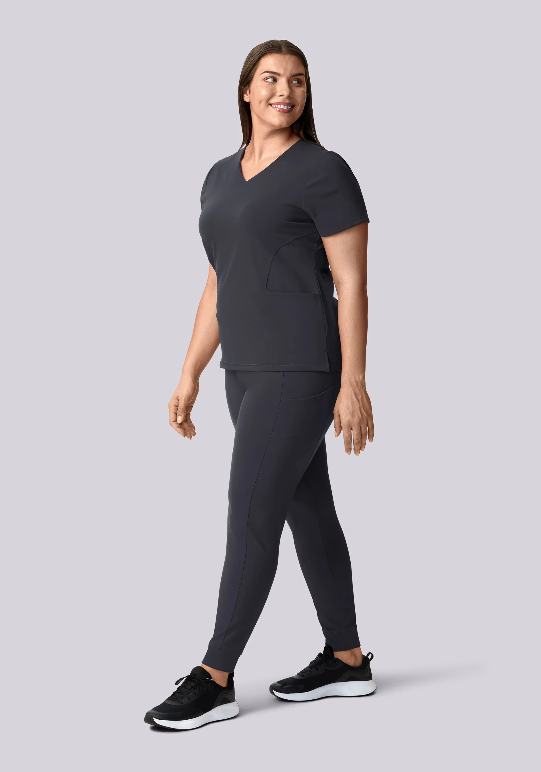 Soft Stretch V-Neck Top Pewter - Image 9