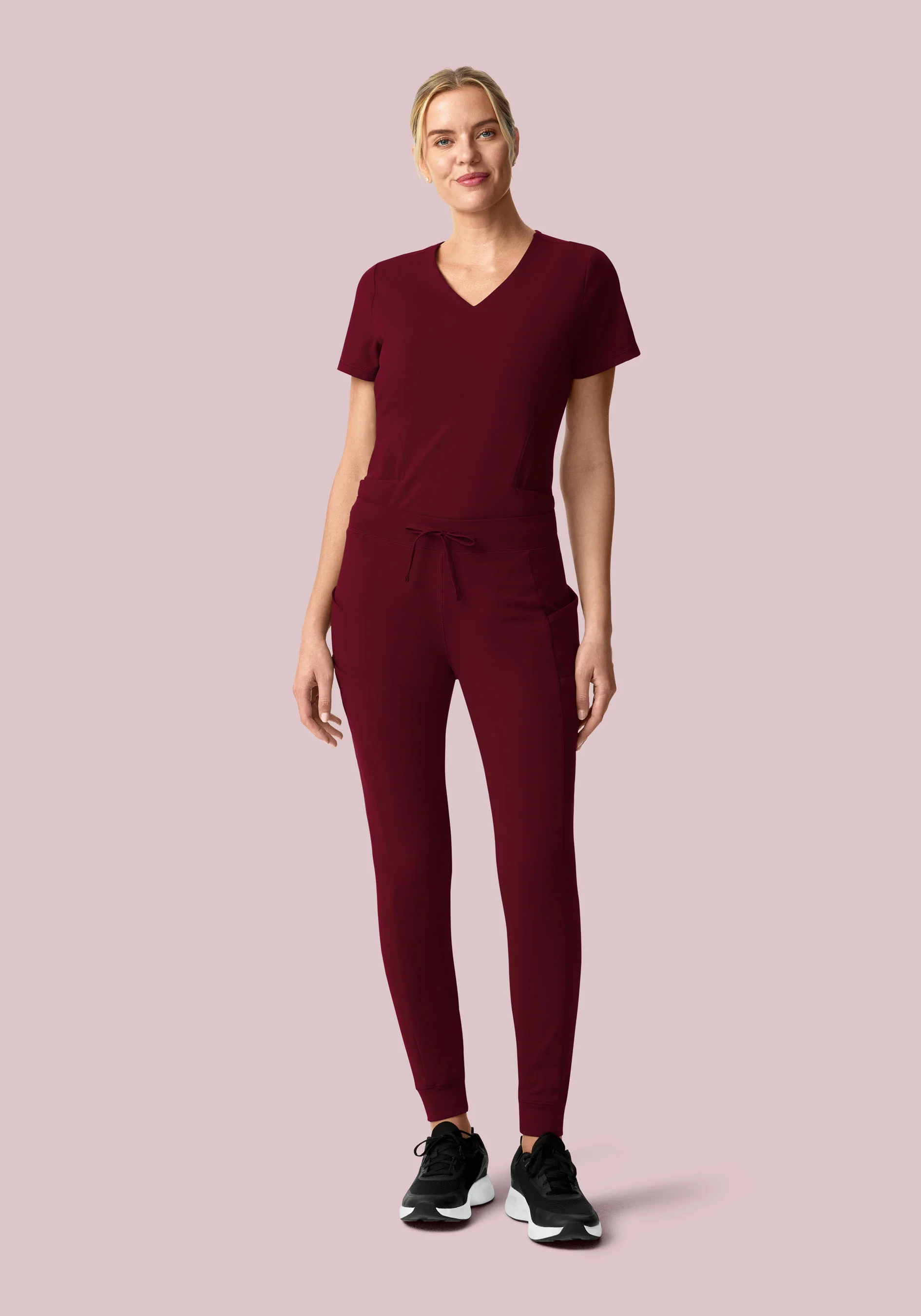 Soft Stretch V-Neck Top Wine - Image 5