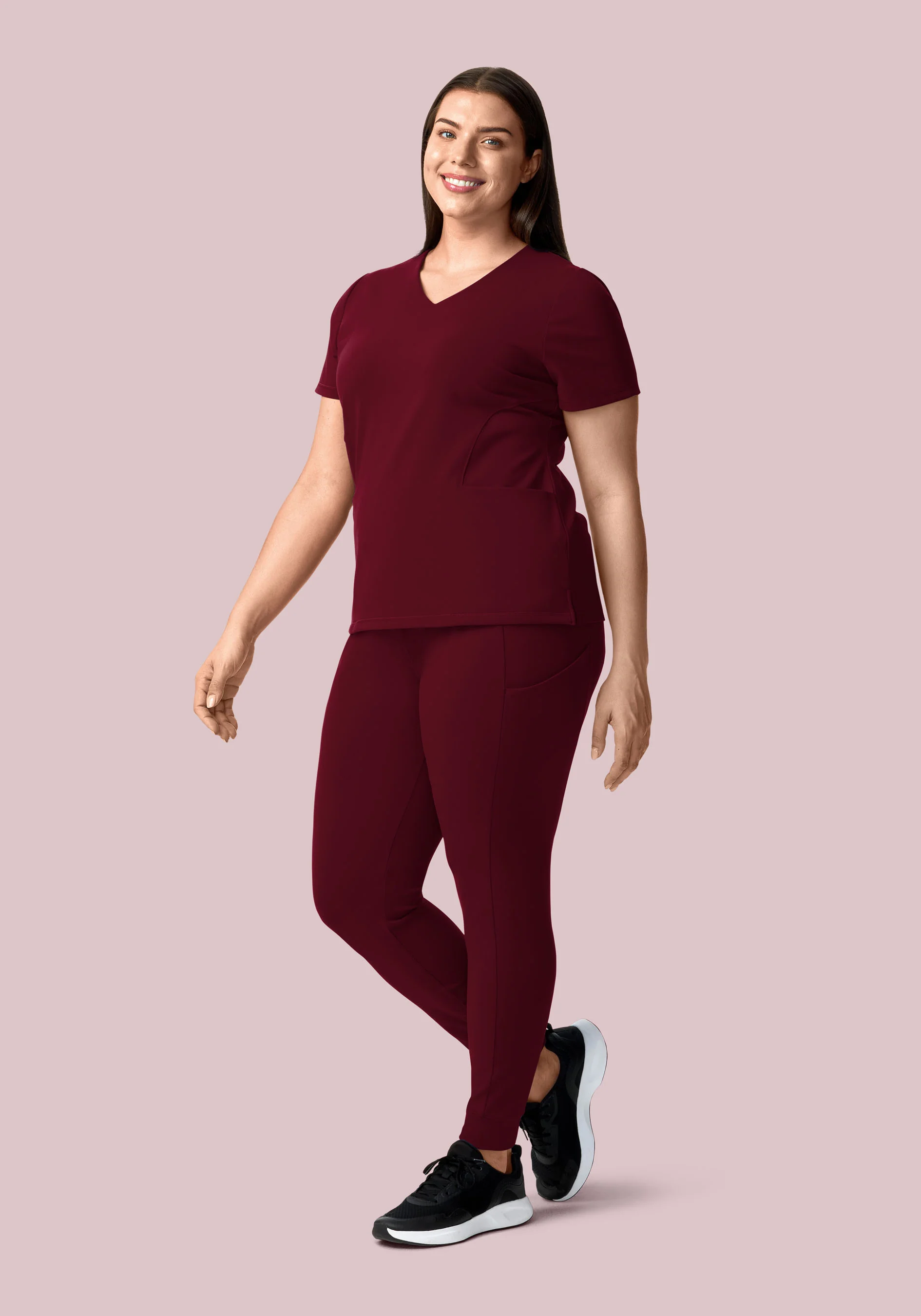Soft Stretch V-Neck Top Wine - Image 7