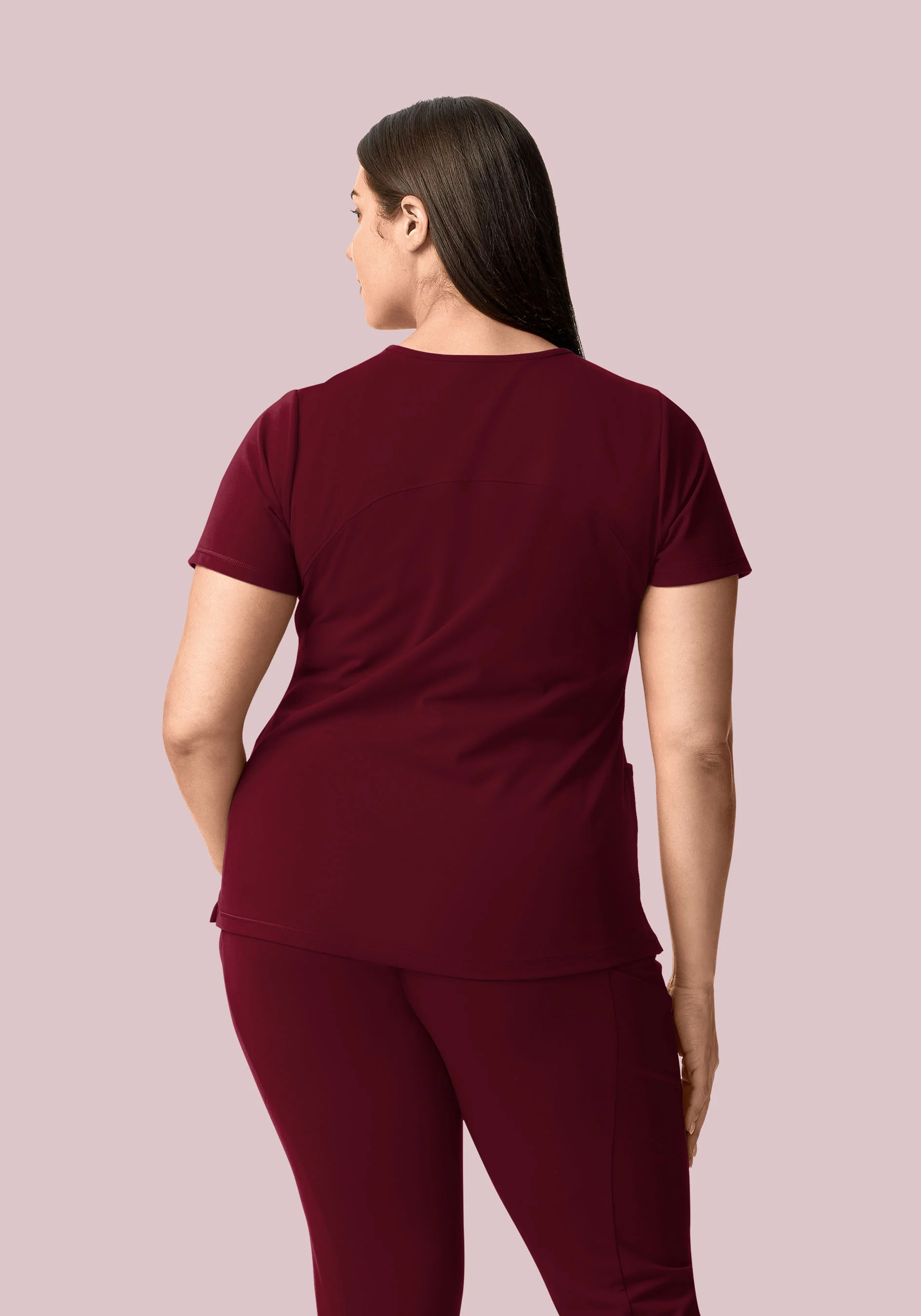 Soft Stretch V-Neck Top Wine - Image 9
