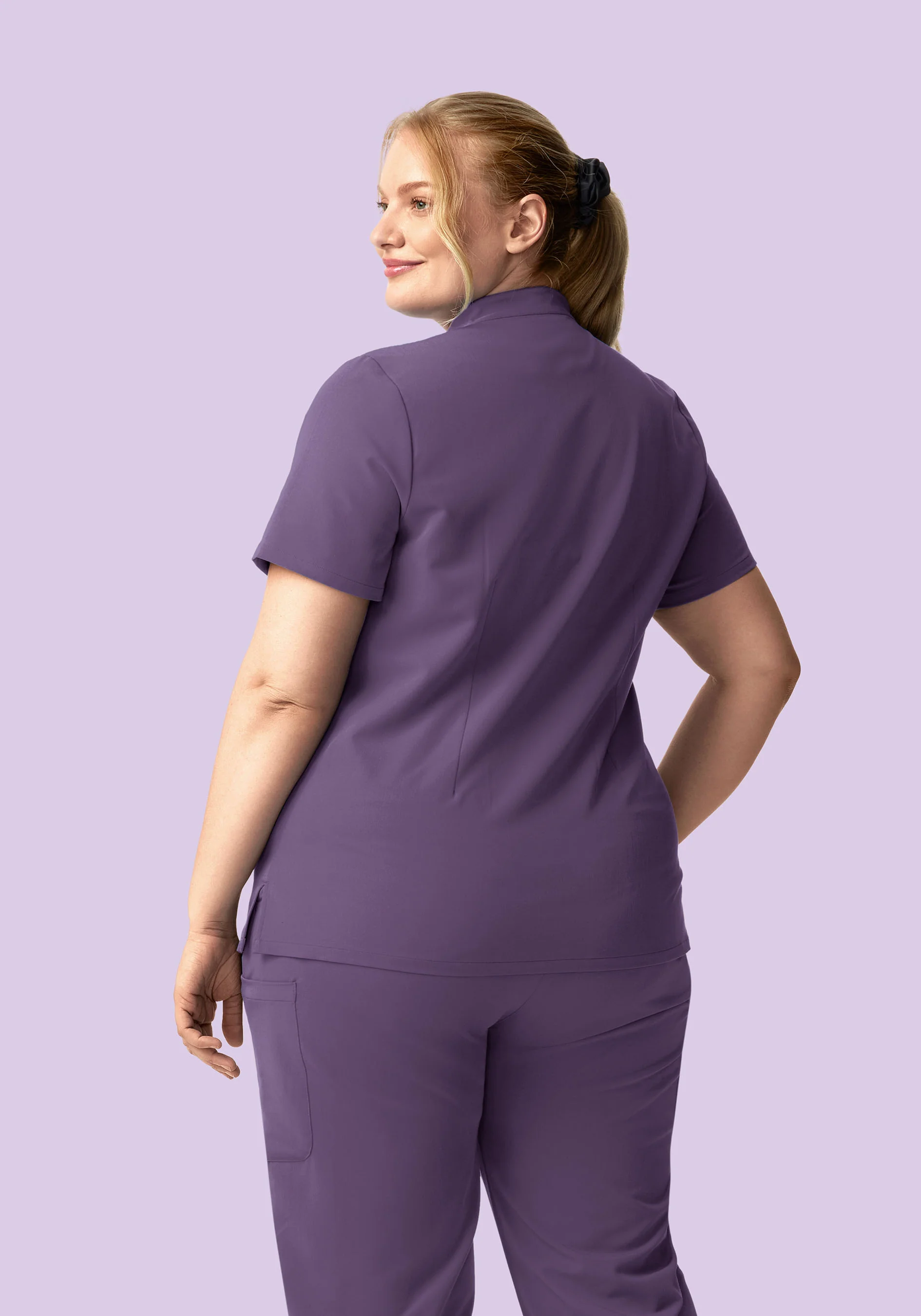 Stand Collar Notch Neck Top Dewberry - Image 7