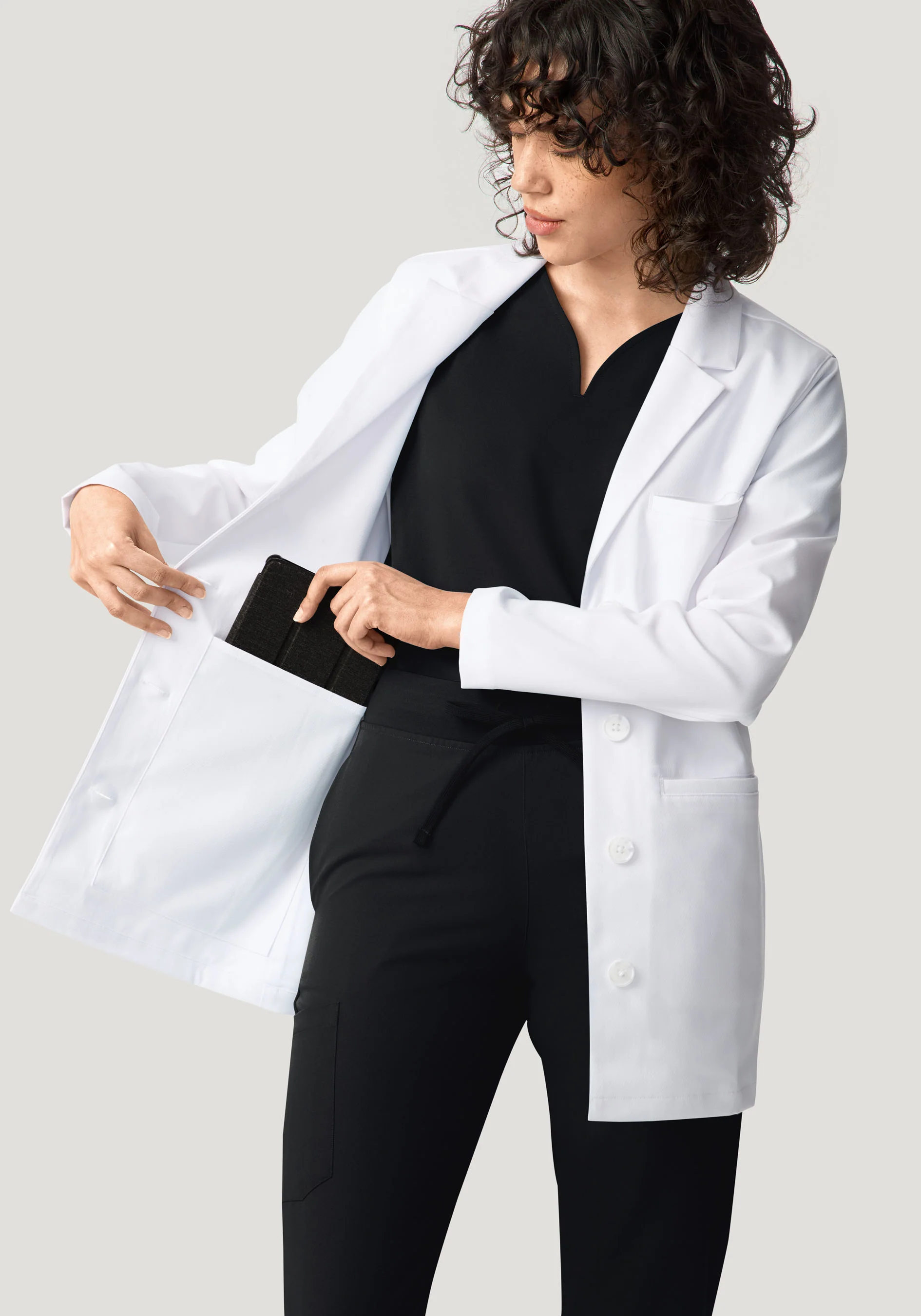Women's Short Lab Coat White - Image 3