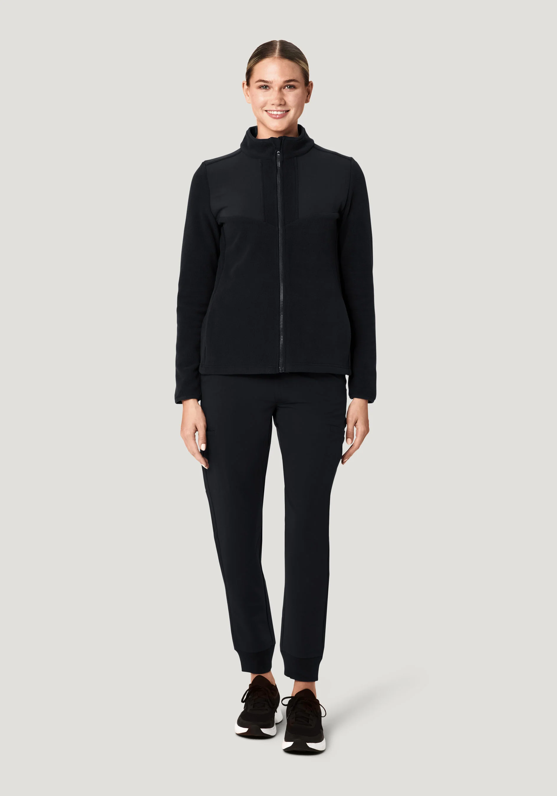 Women's Fleece Scrub Jacket Black - Image 4