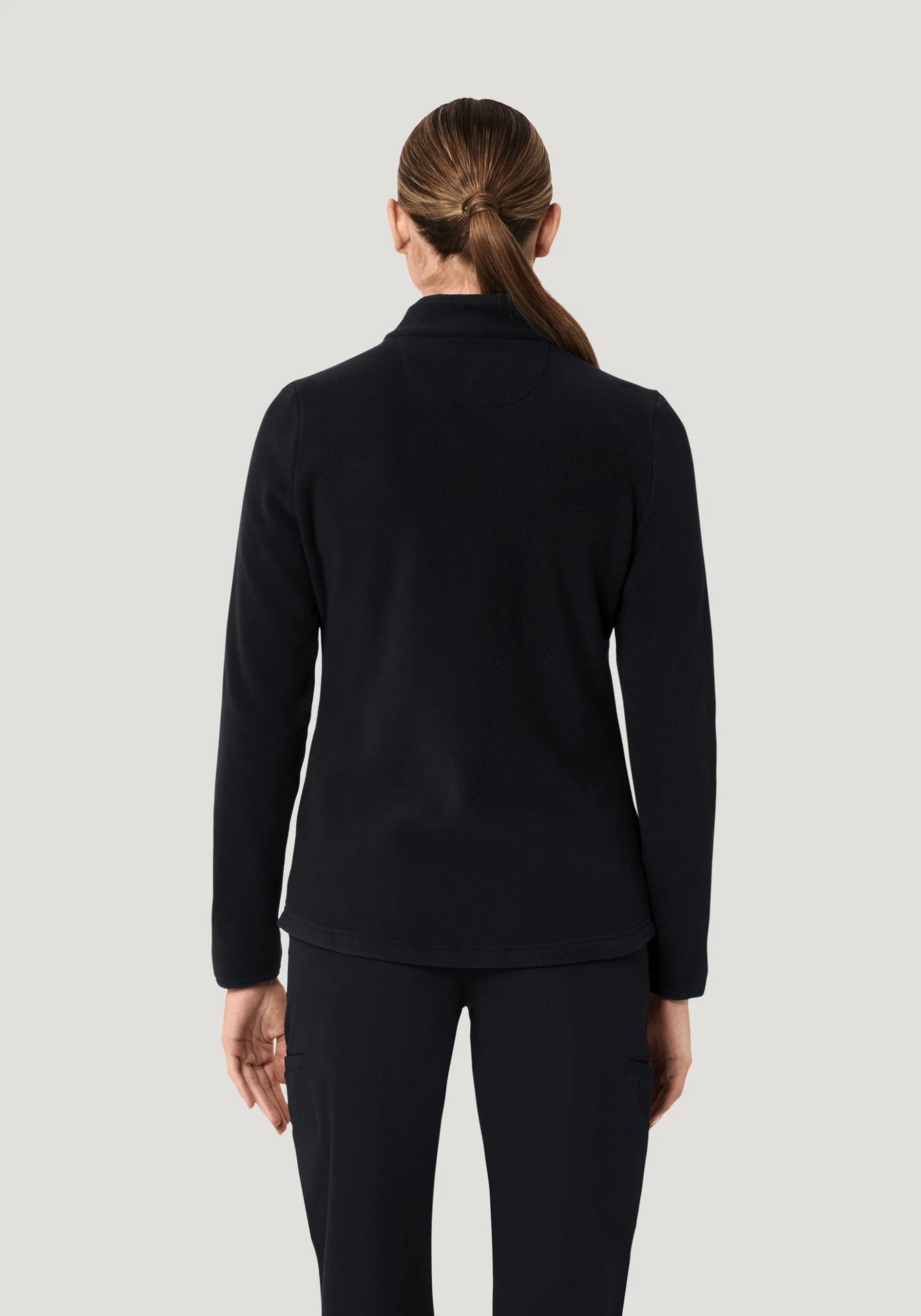 Women's Fleece Scrub Jacket Black - Image 5