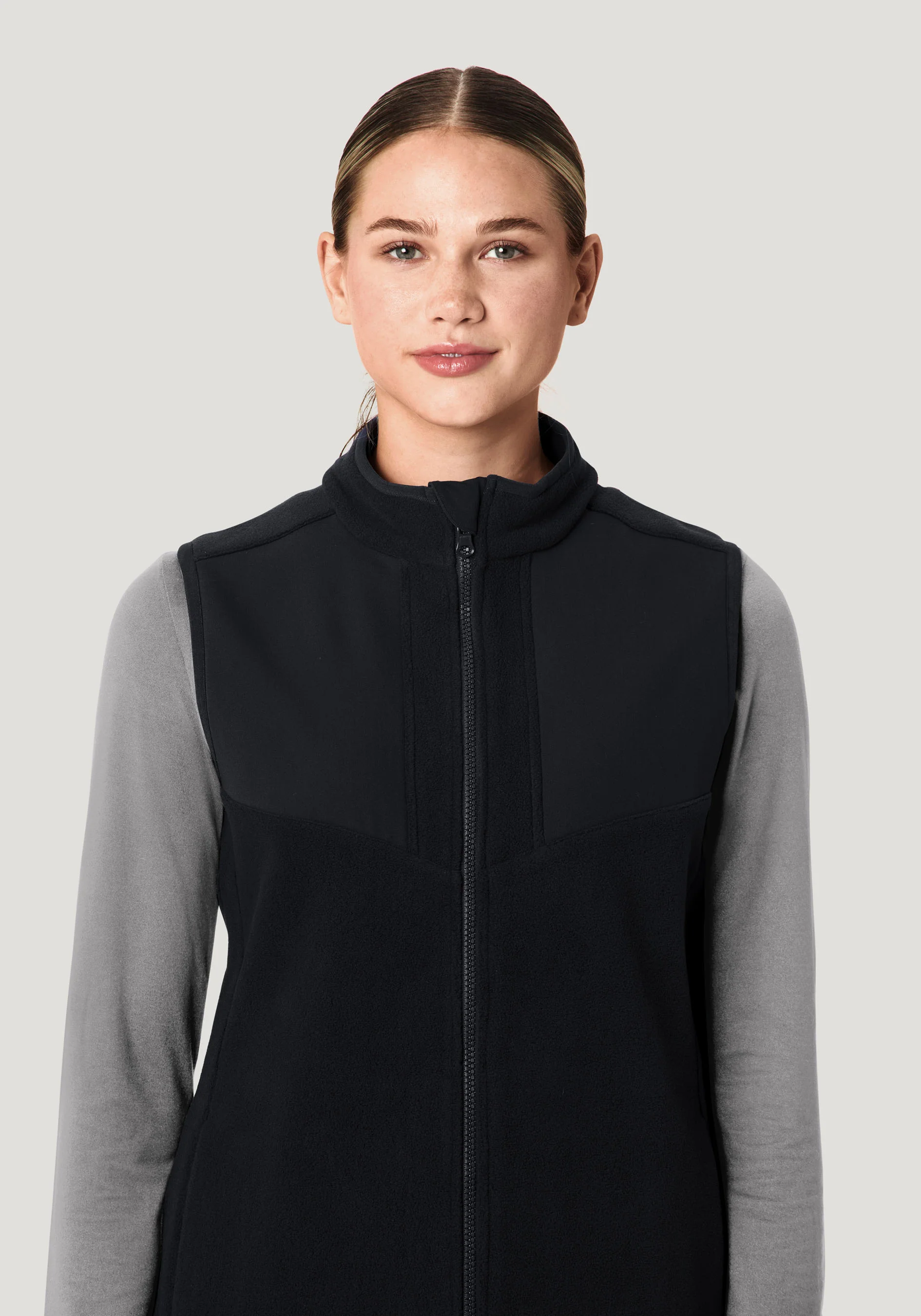 Women's Fleece Scrub Vest Black - Image 3