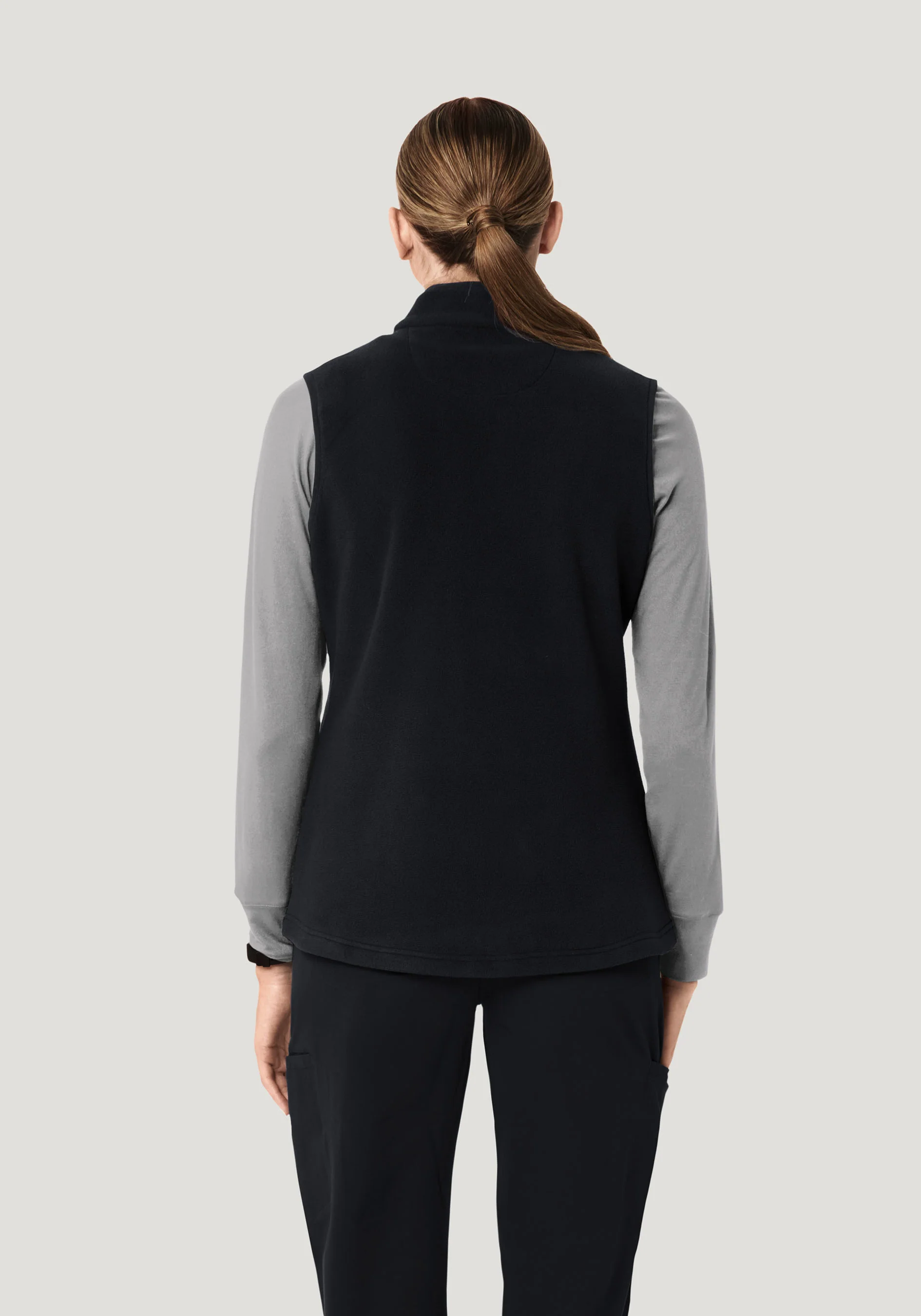 Women's Fleece Scrub Vest Black - Image 5