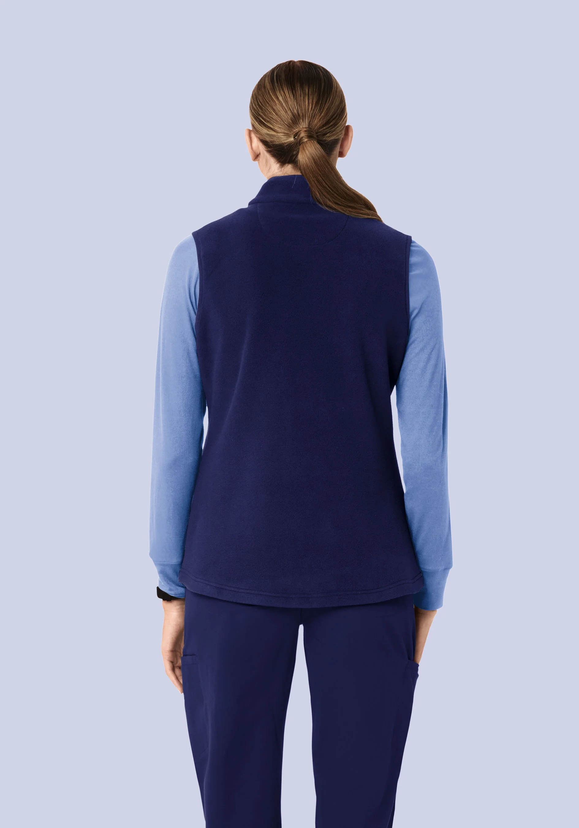 Women's Fleece Scrub Vest Navy - Image 5