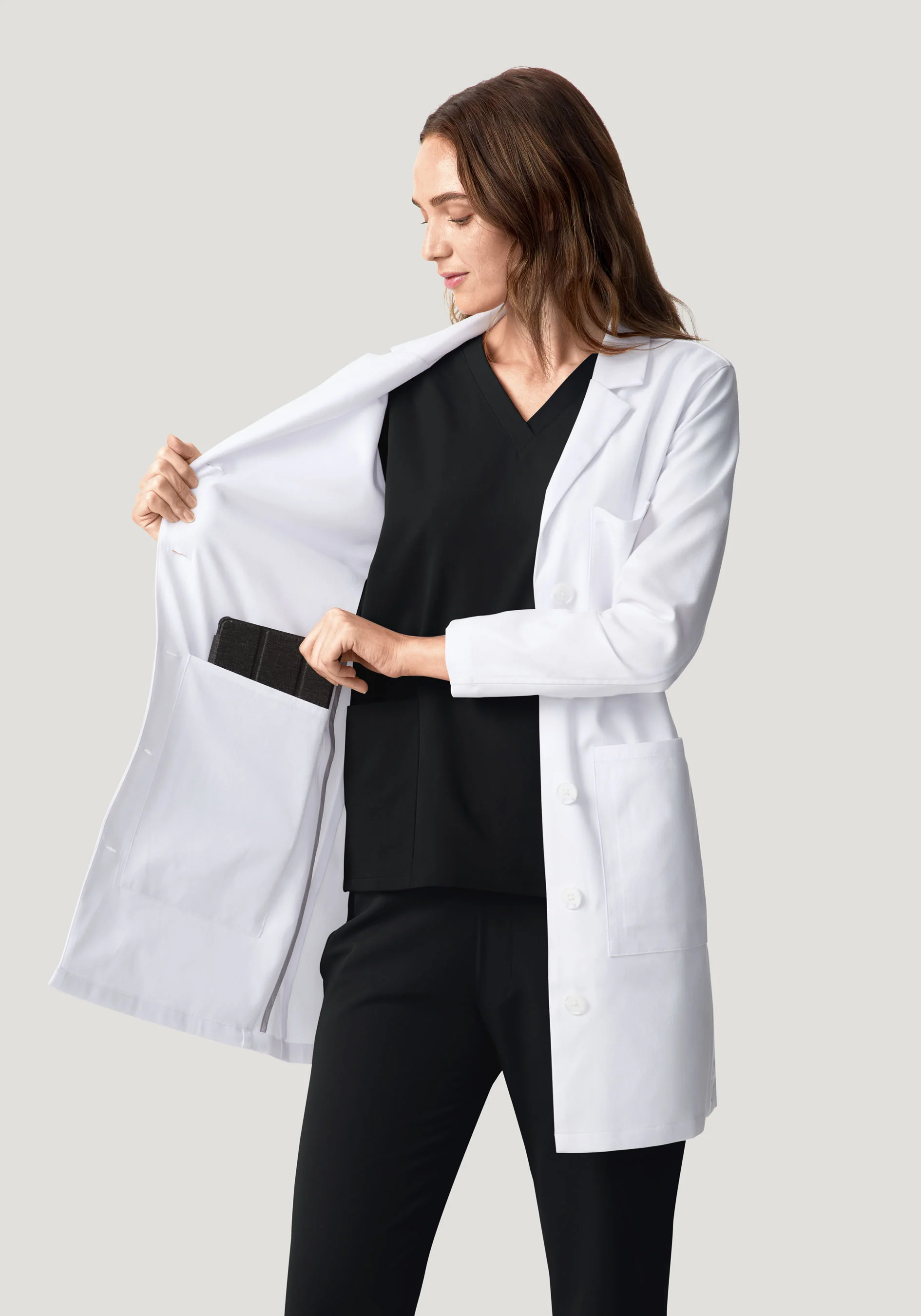 Women's Long Lab Coat White - Image 3