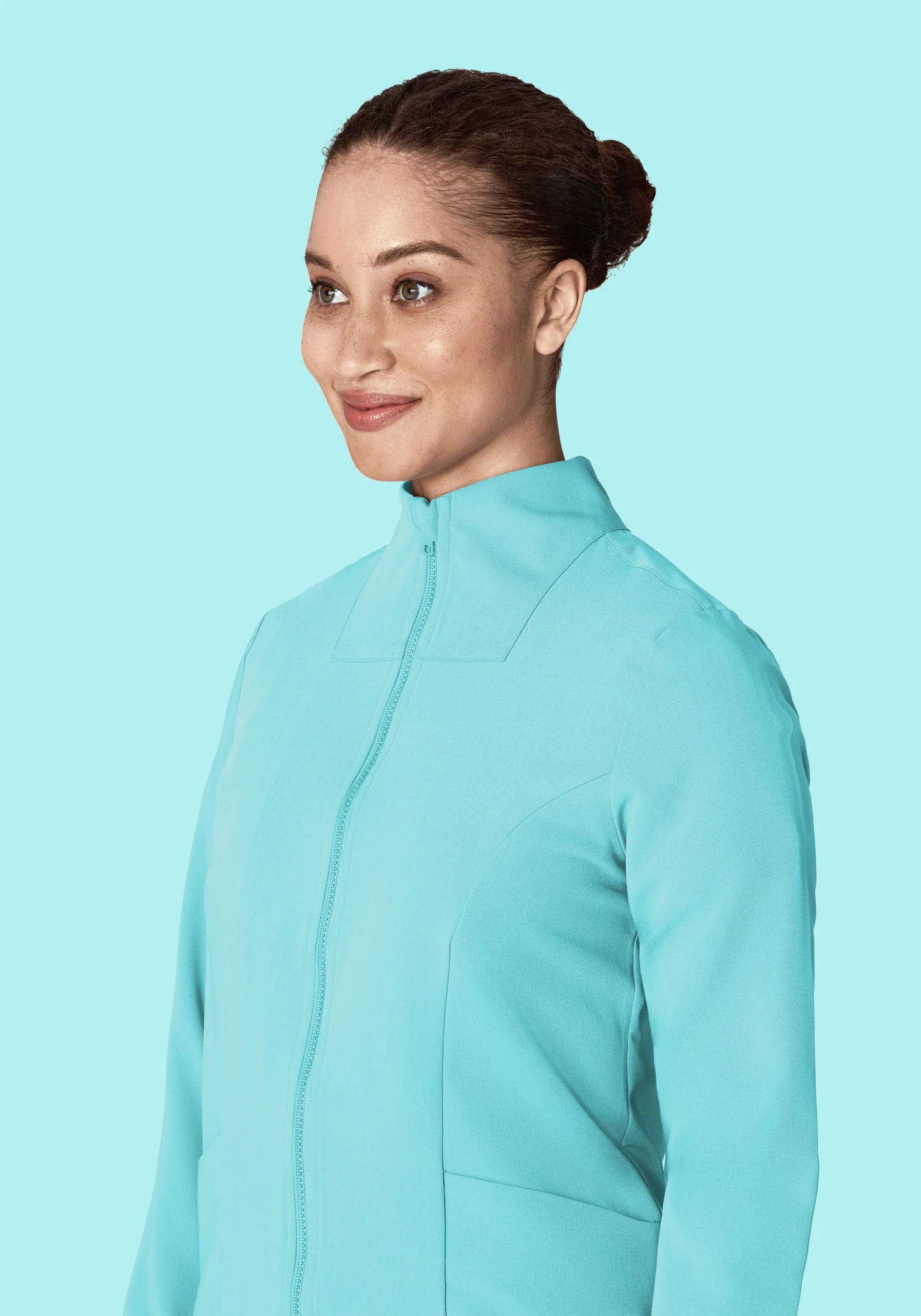 Women's Modern Scrub Jacket Aqua - Image 4