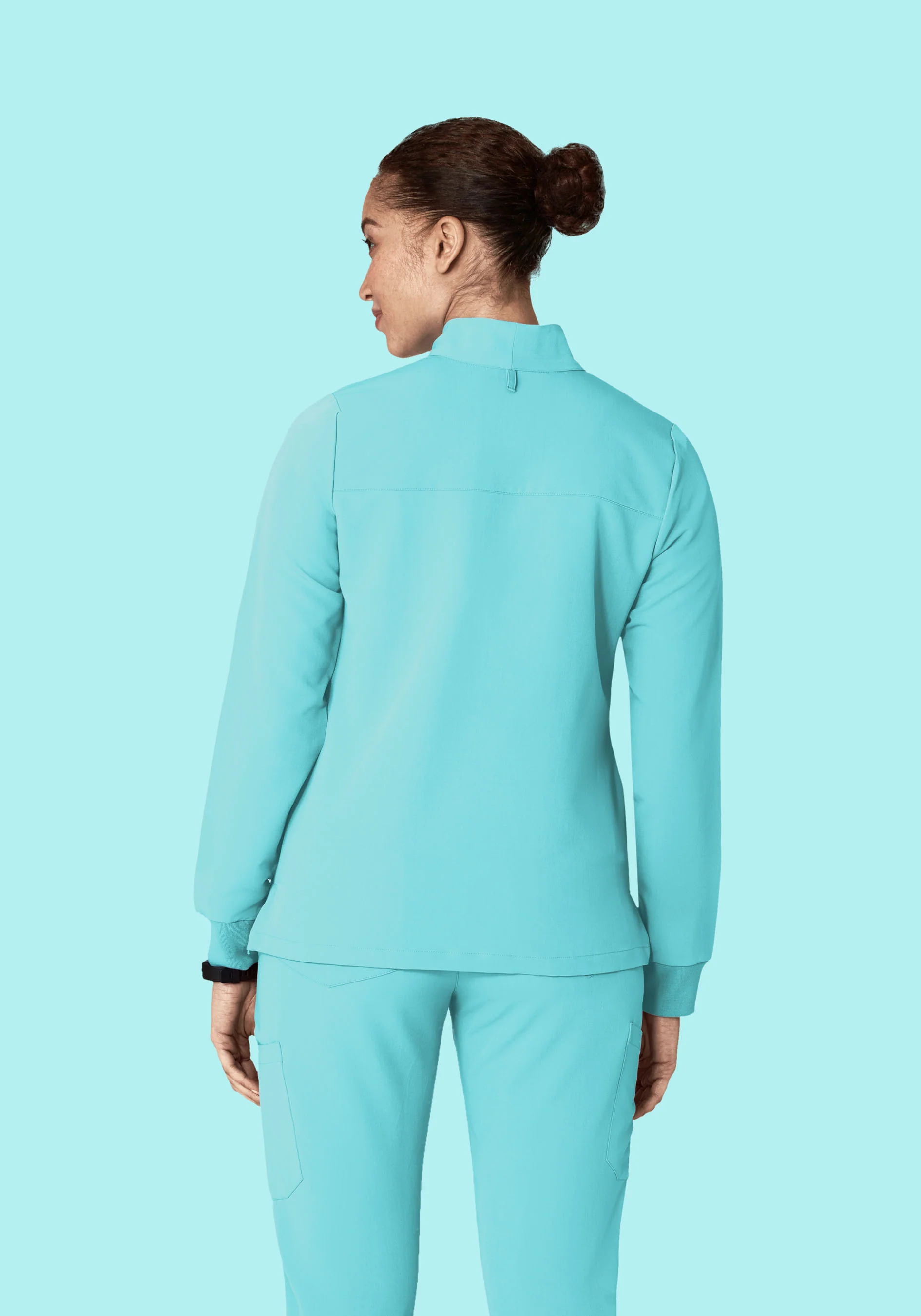 Women's Modern Scrub Jacket Aqua - Image 5