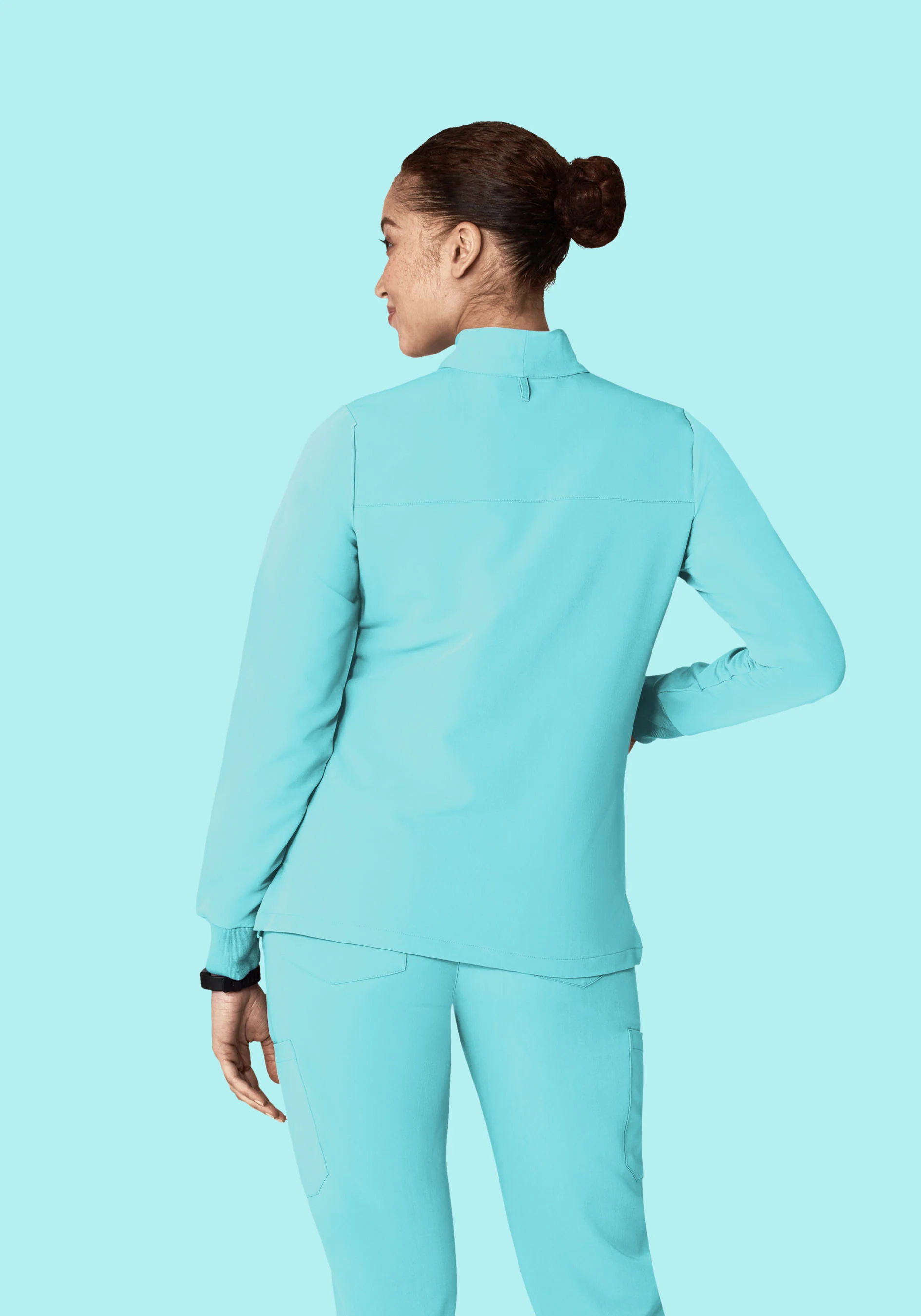 Women's Modern Scrub Jacket Aqua - Image 6