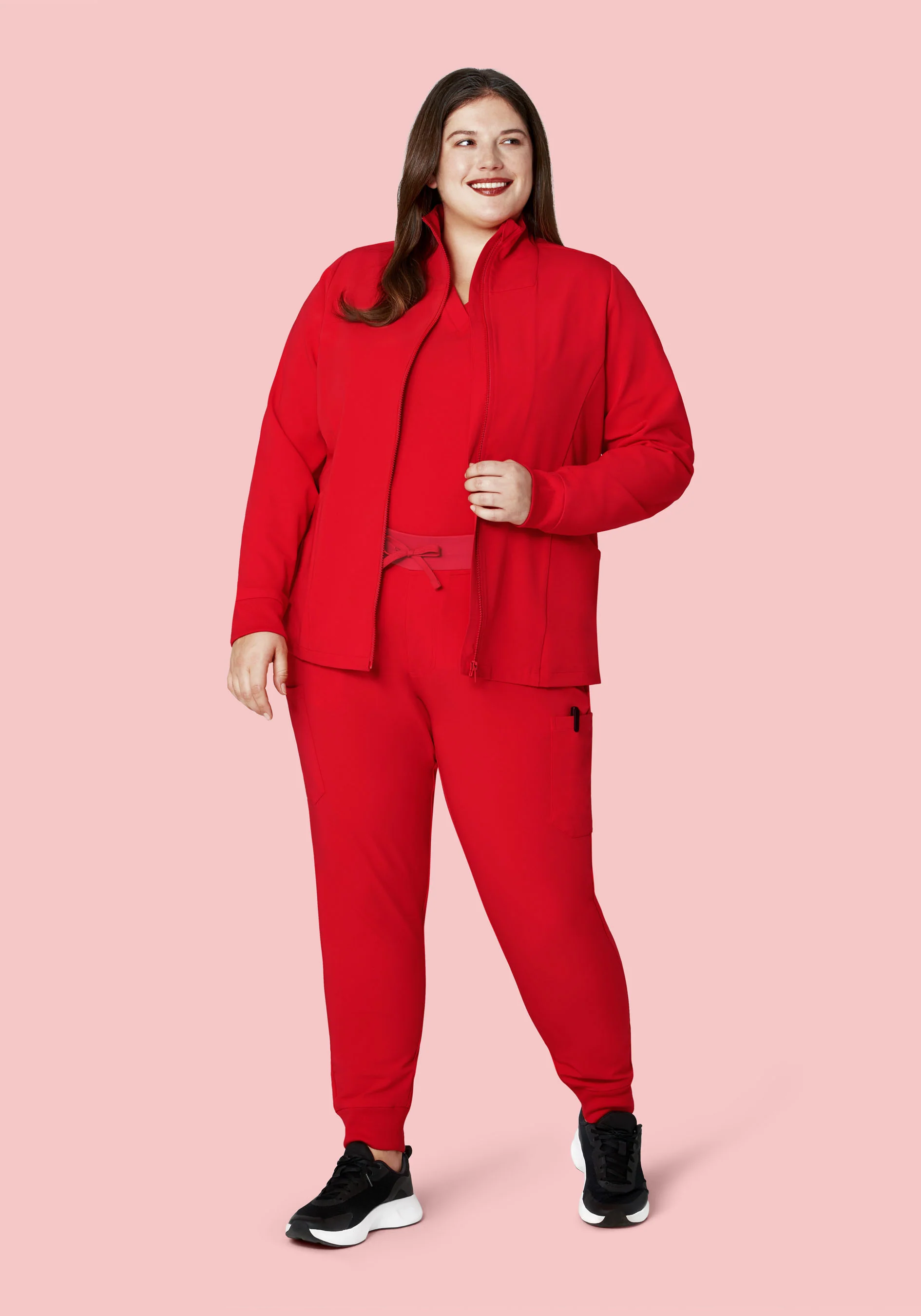 Women's Modern Scrub Jacket Candy Red - Image 4