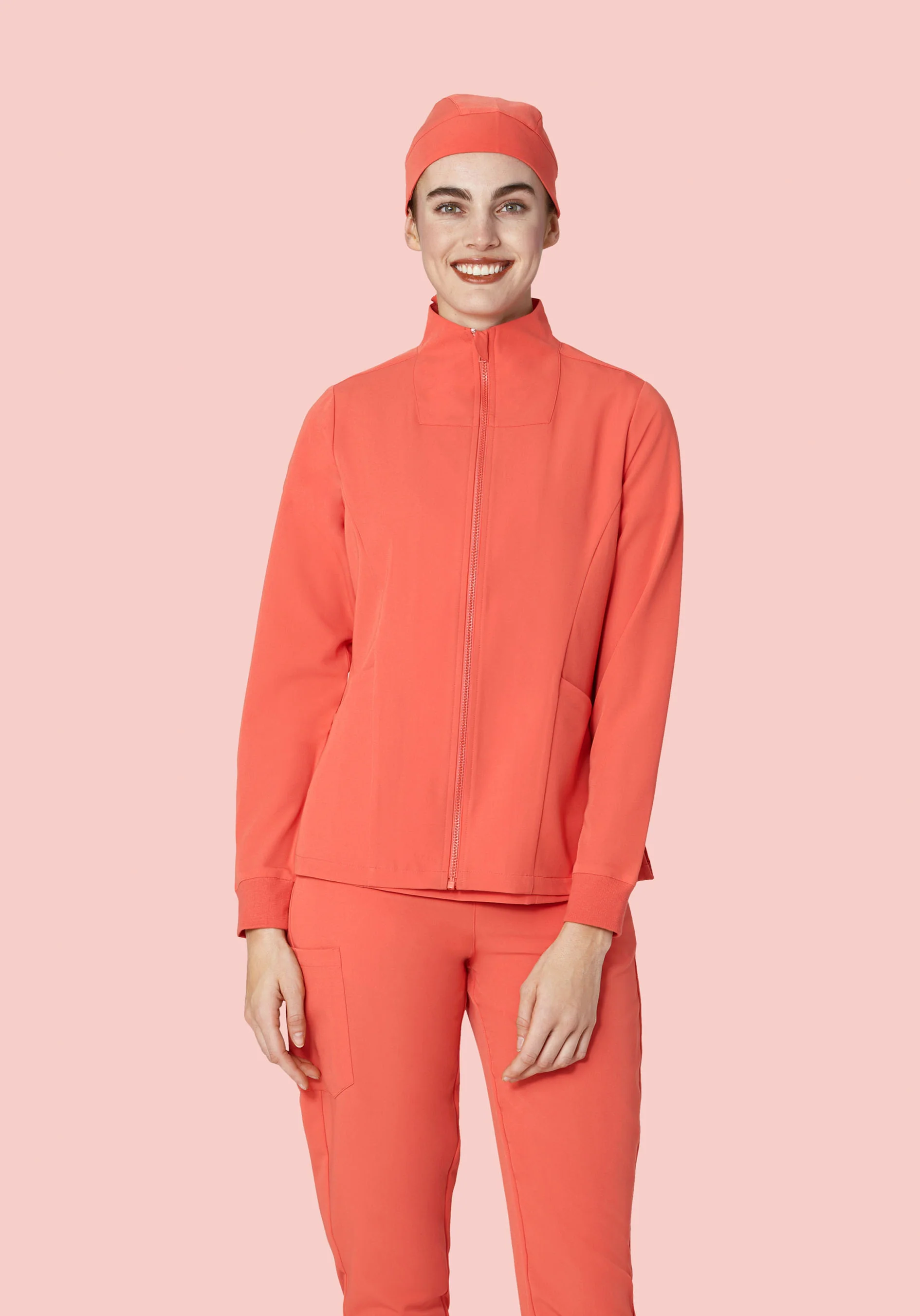 Women's Modern Scrub Jacket Coral - Image 3