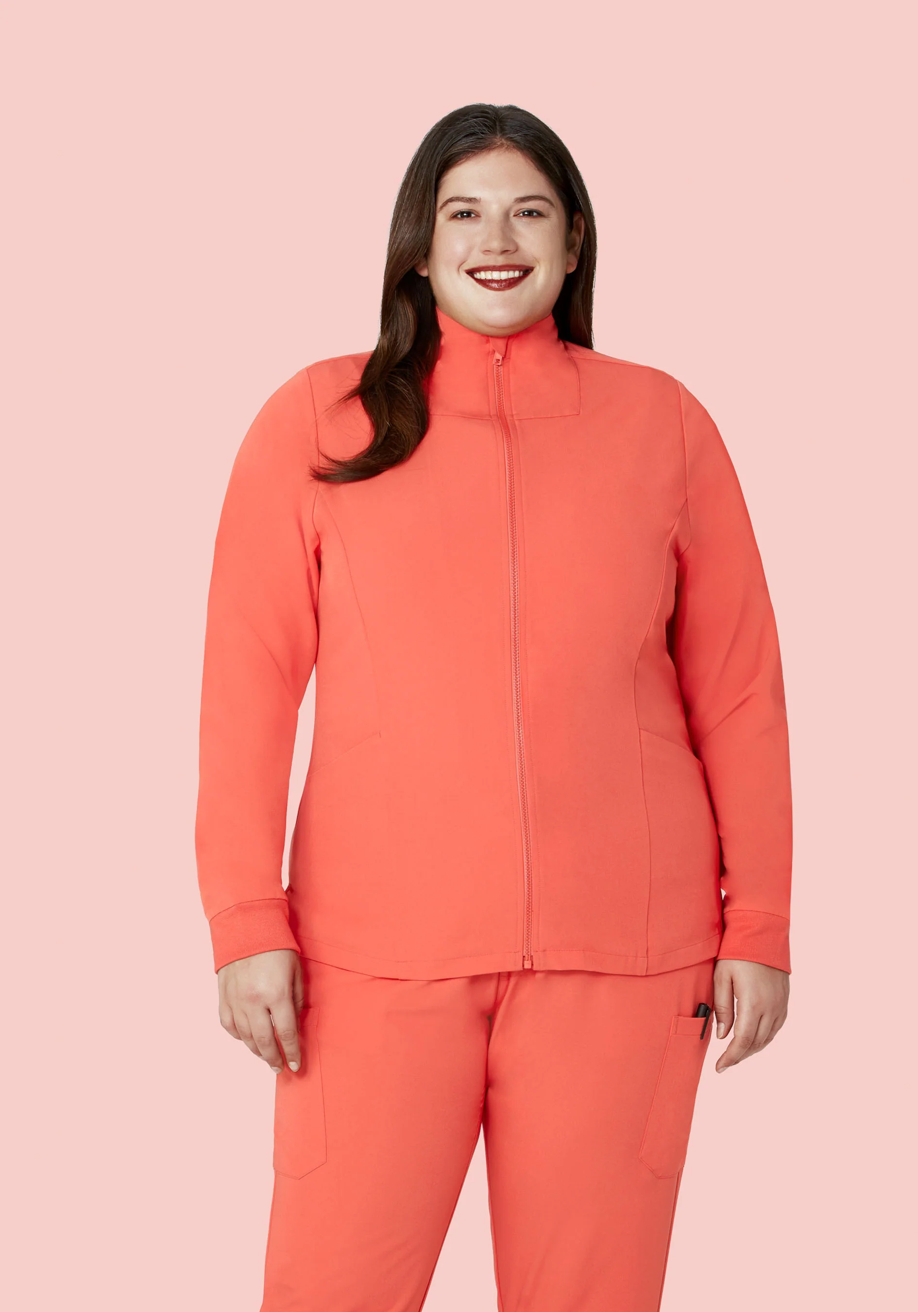 Women's Modern Scrub Jacket Coral - Image 4