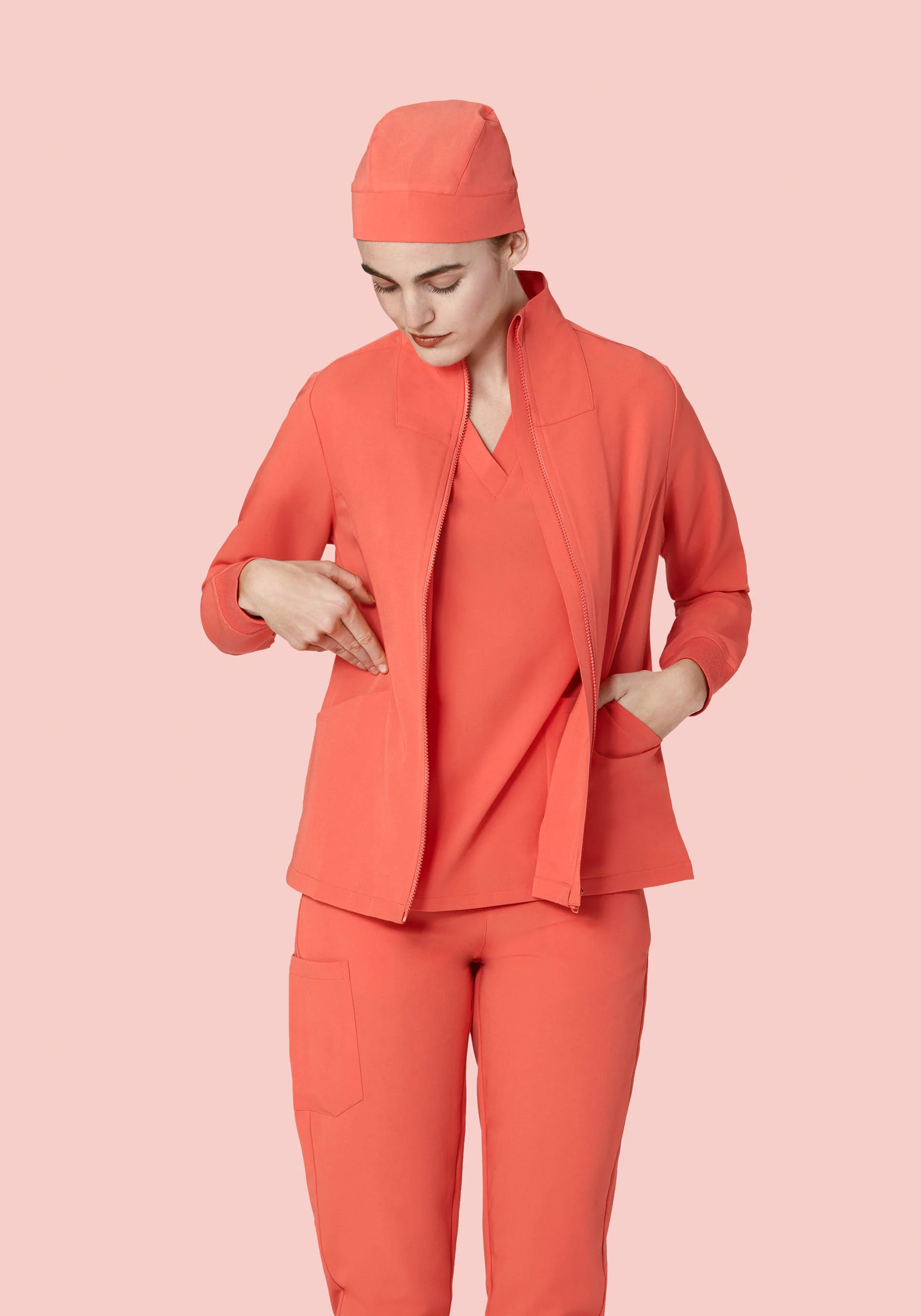 Women's Modern Scrub Jacket Coral - Image 5