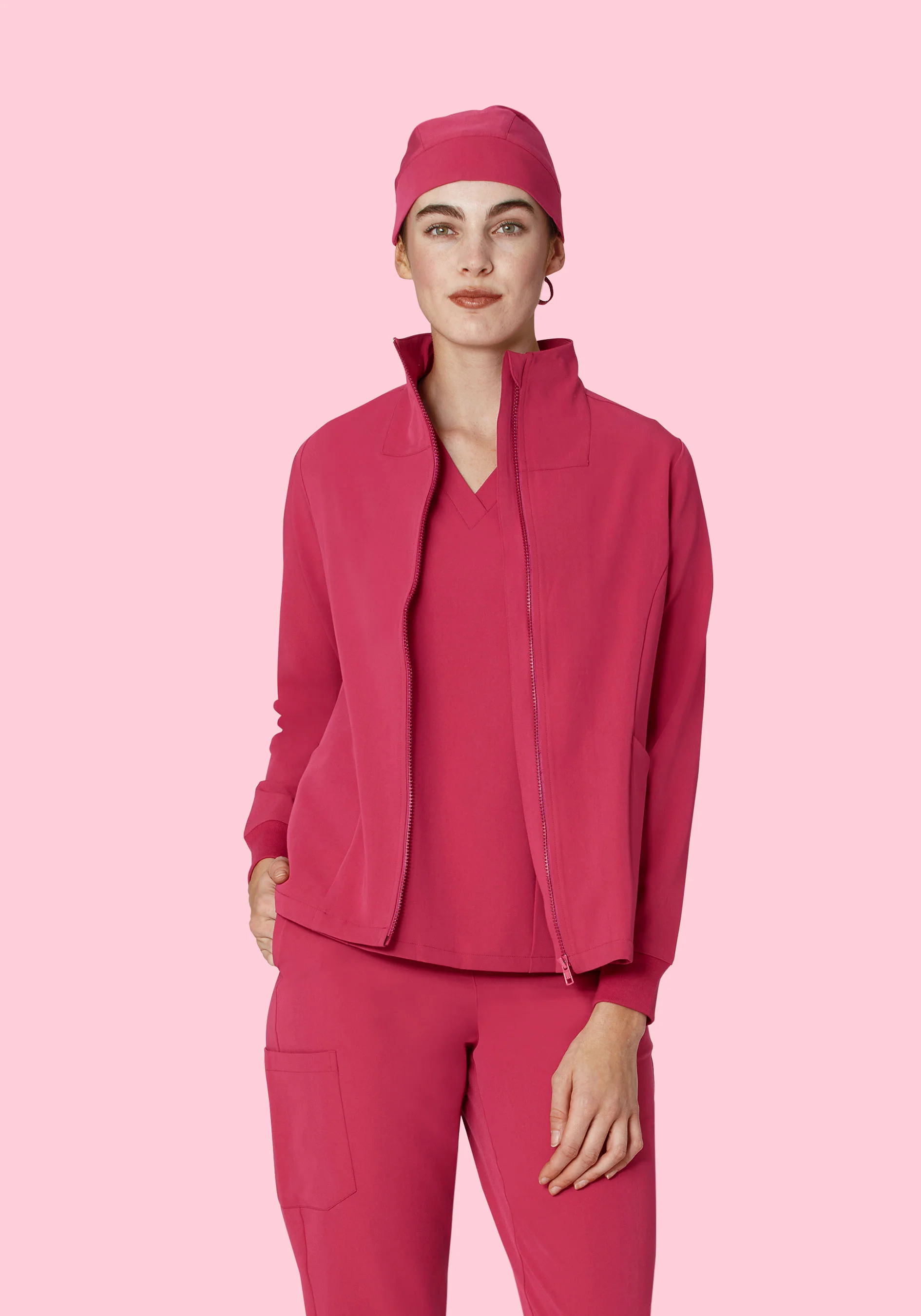 Women's Modern Scrub Jacket Deep Magenta - Image 3