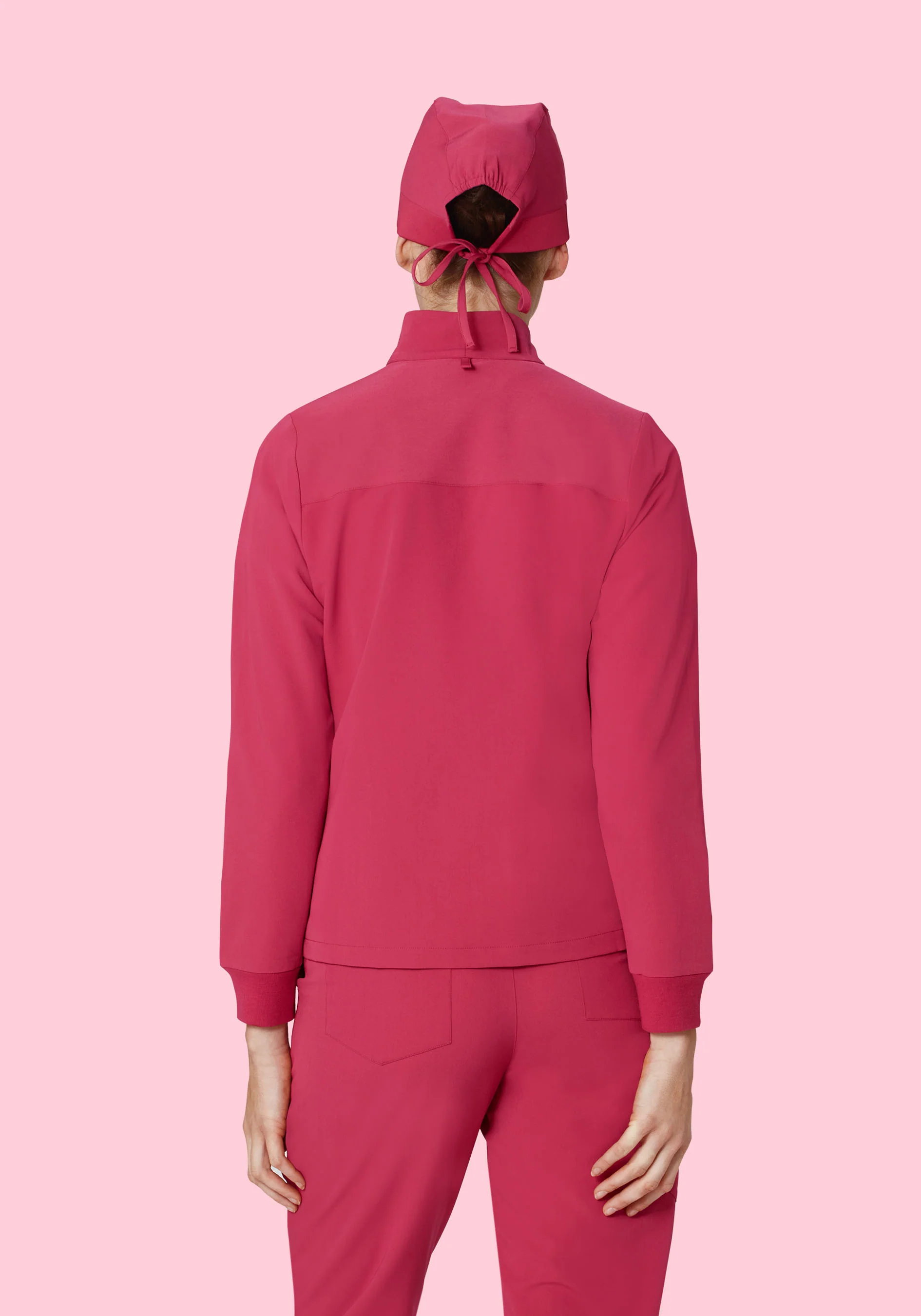Women's Modern Scrub Jacket Deep Magenta - Image 4