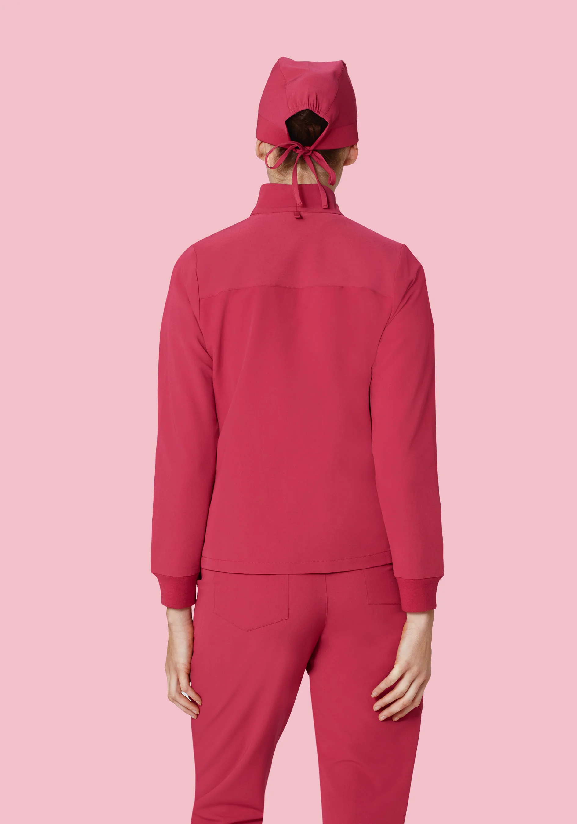 Women's Modern Scrub Jacket Deep Rose - Image 4