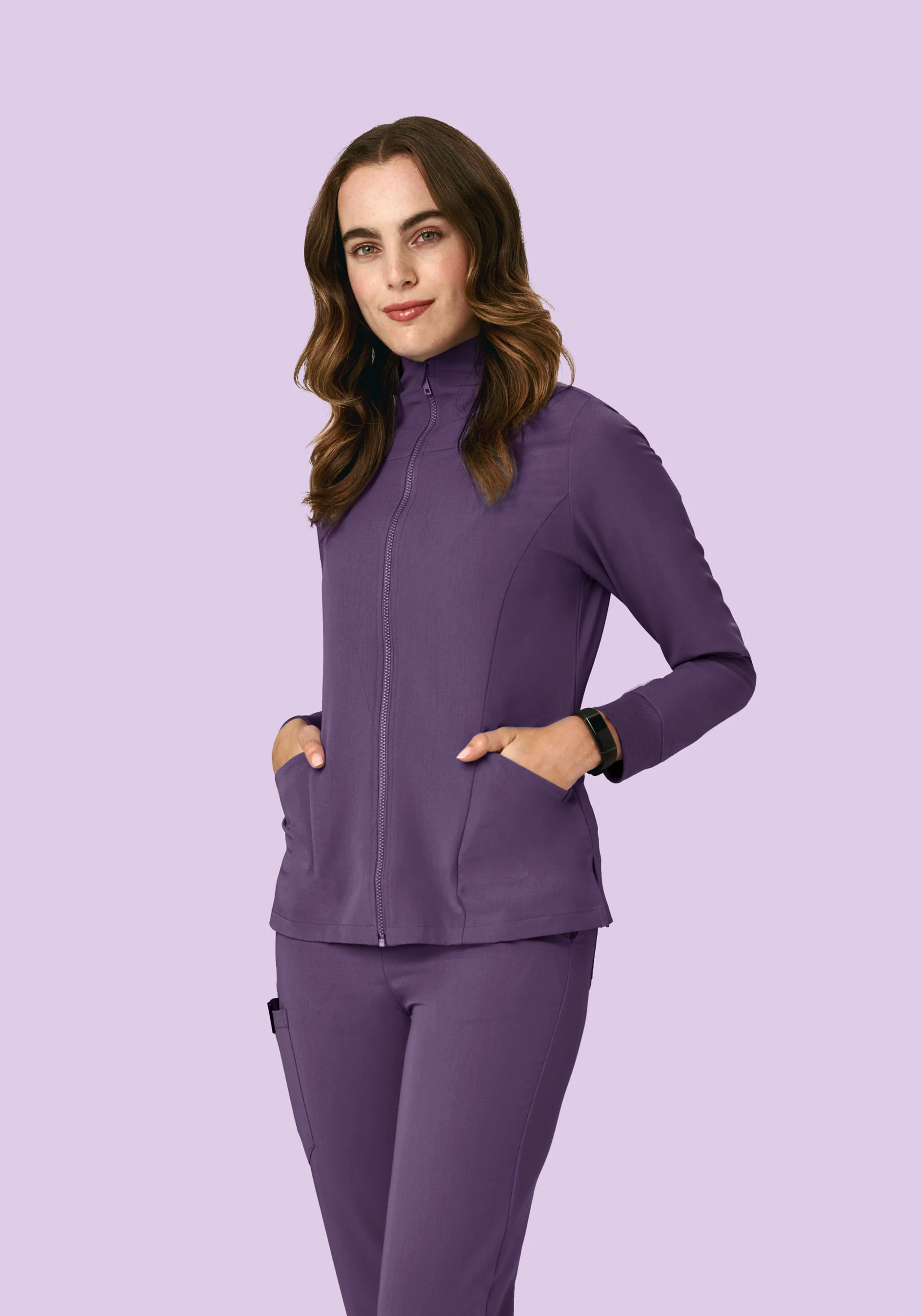 Women's Modern Scrub Jacket Dewberry - Image 5