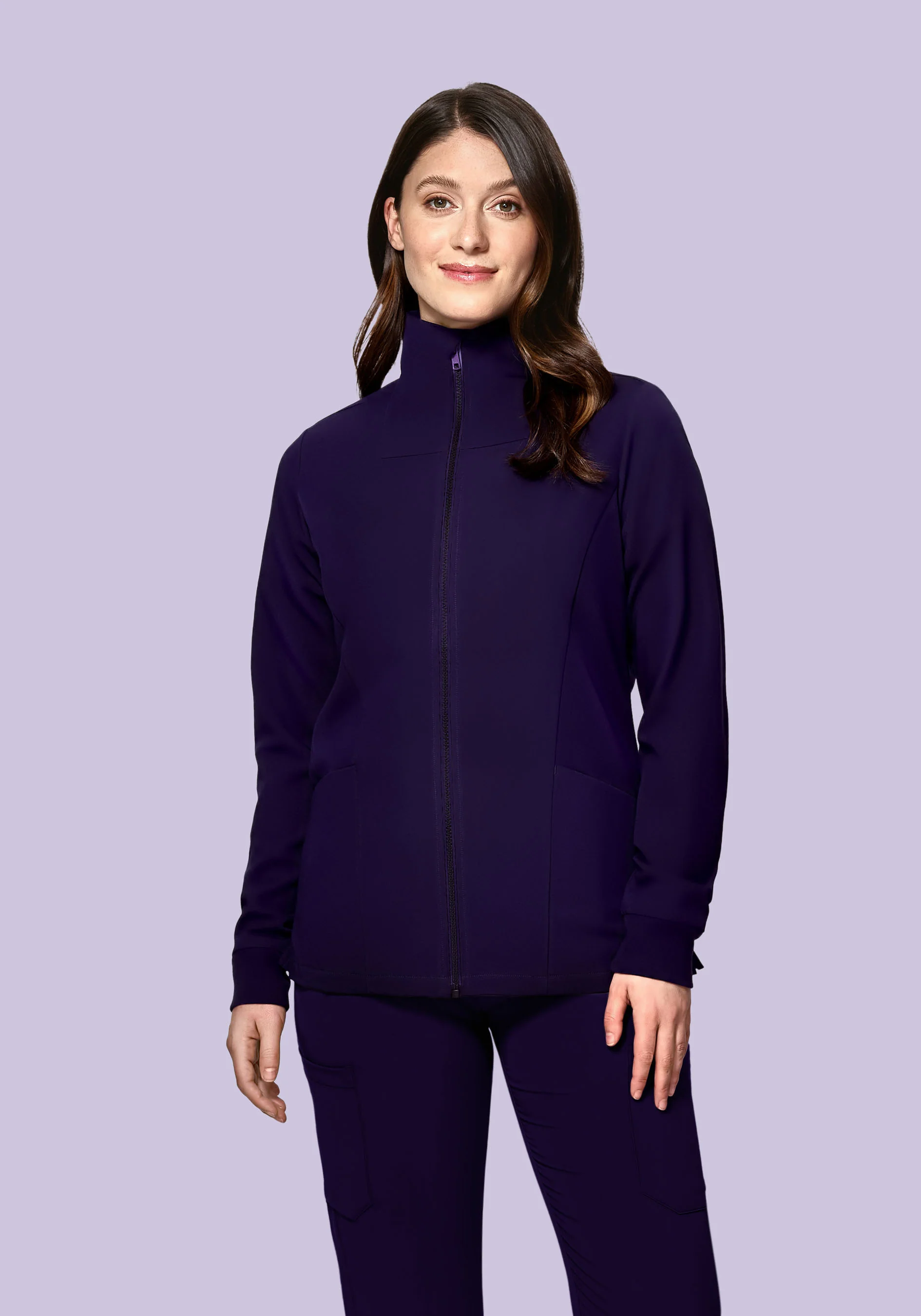 Women's Modern Scrub Jacket Eggplant - Image 3