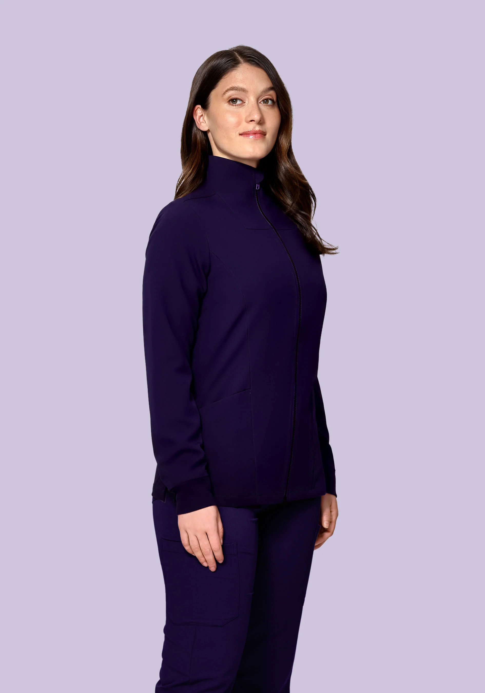 Women's Modern Scrub Jacket Eggplant - Image 4
