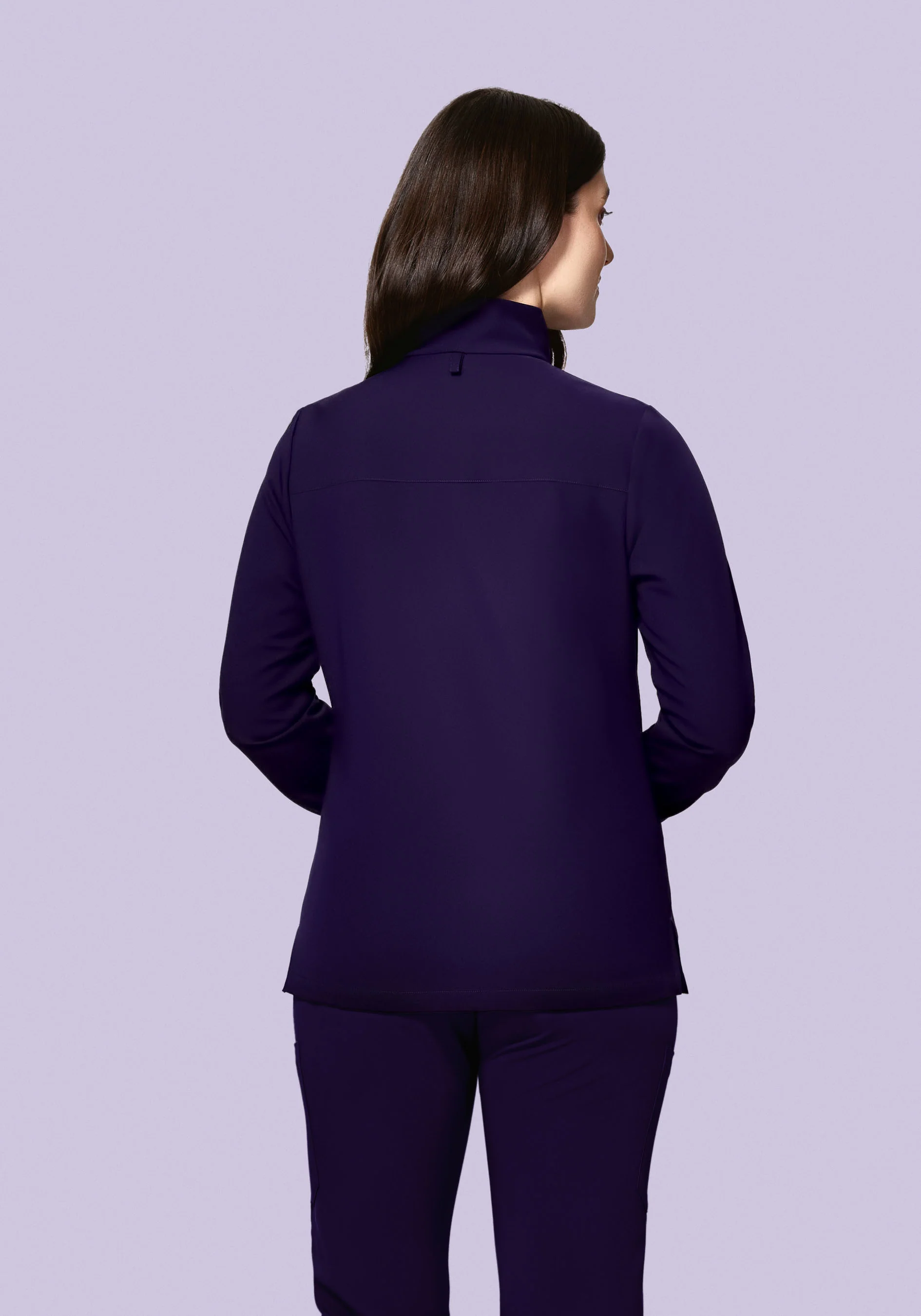 Women's Modern Scrub Jacket Eggplant - Image 6