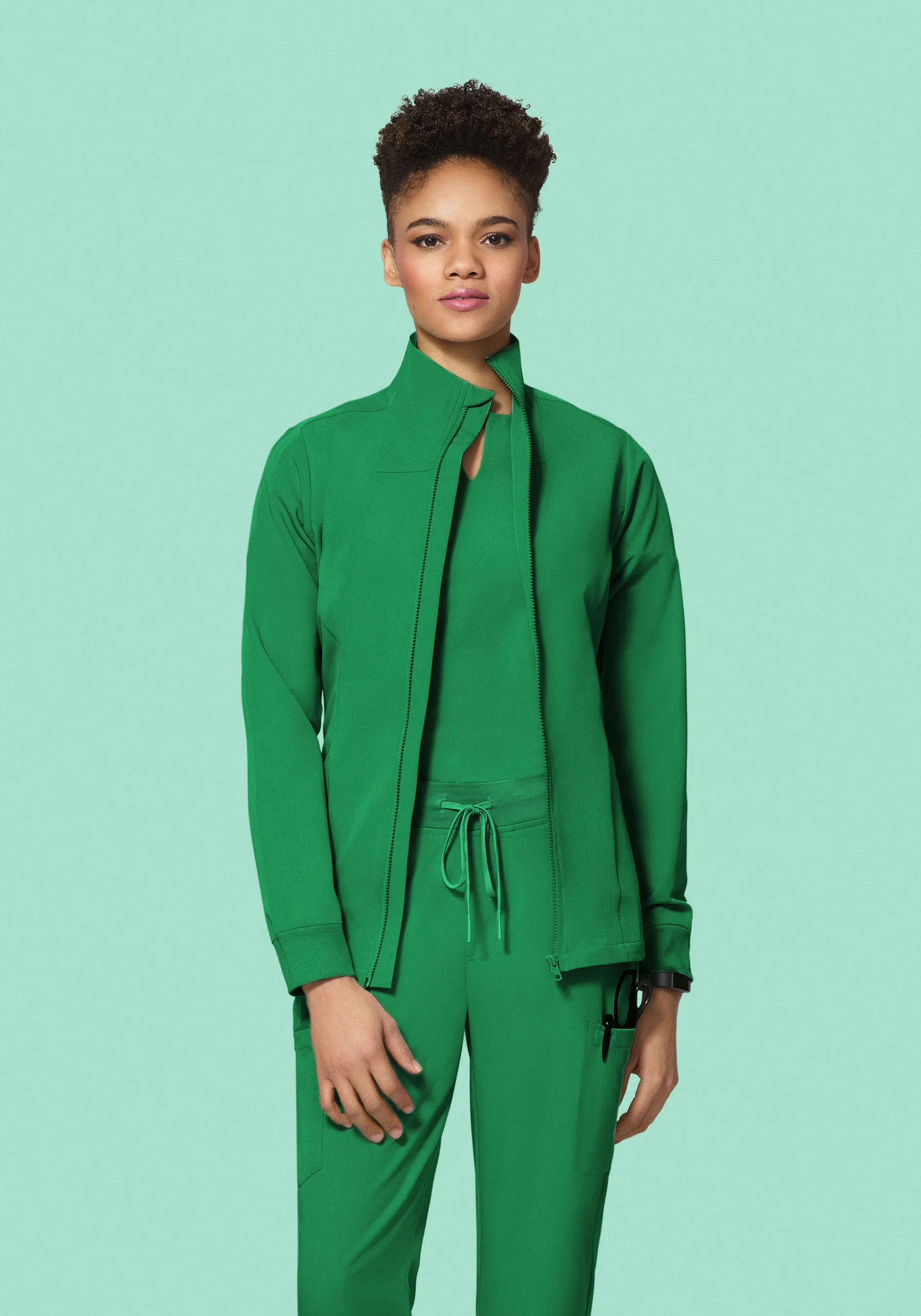 Women's Modern Scrub Jacket Emerald - Image 3