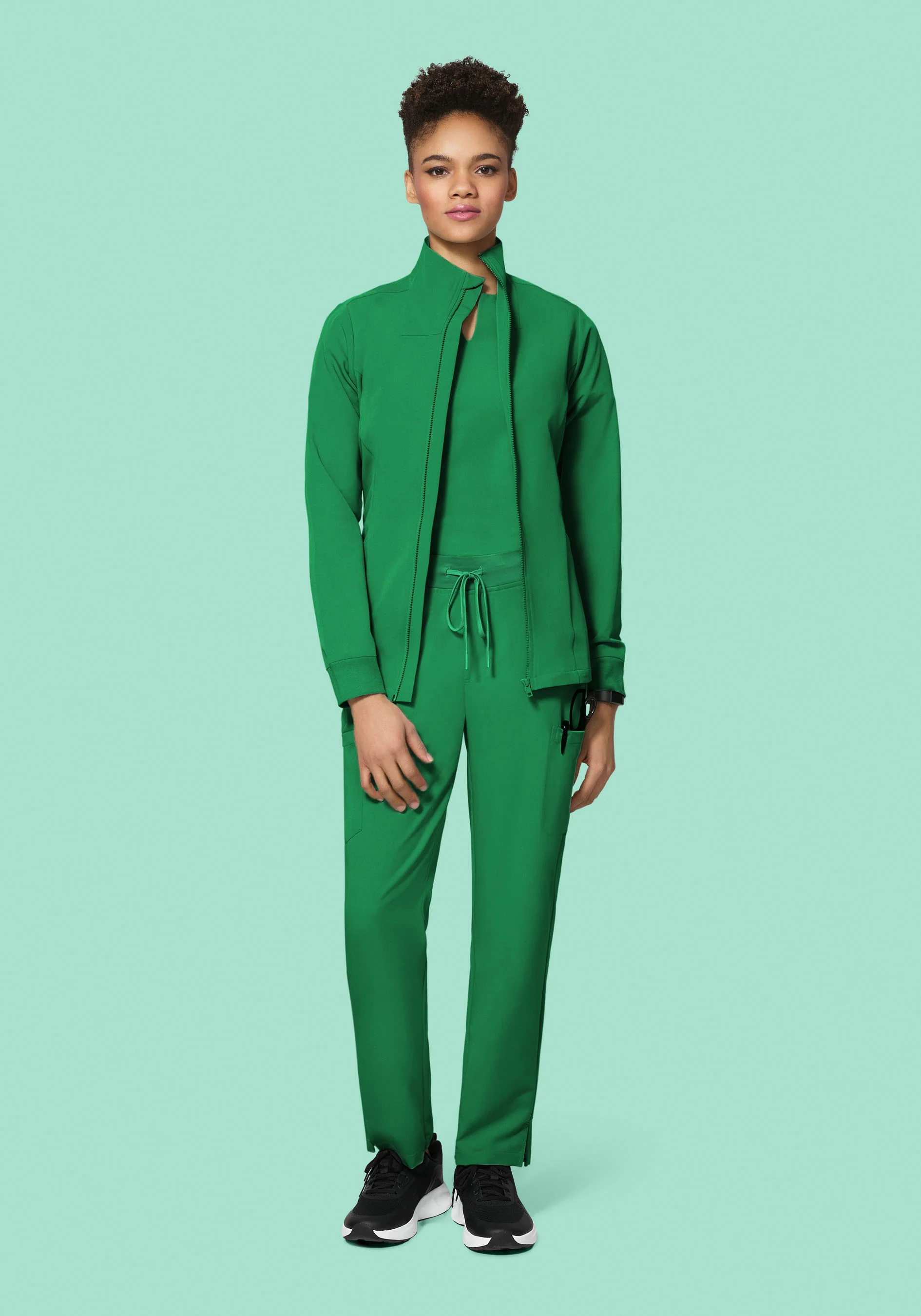 Women's Modern Scrub Jacket Emerald - Image 5