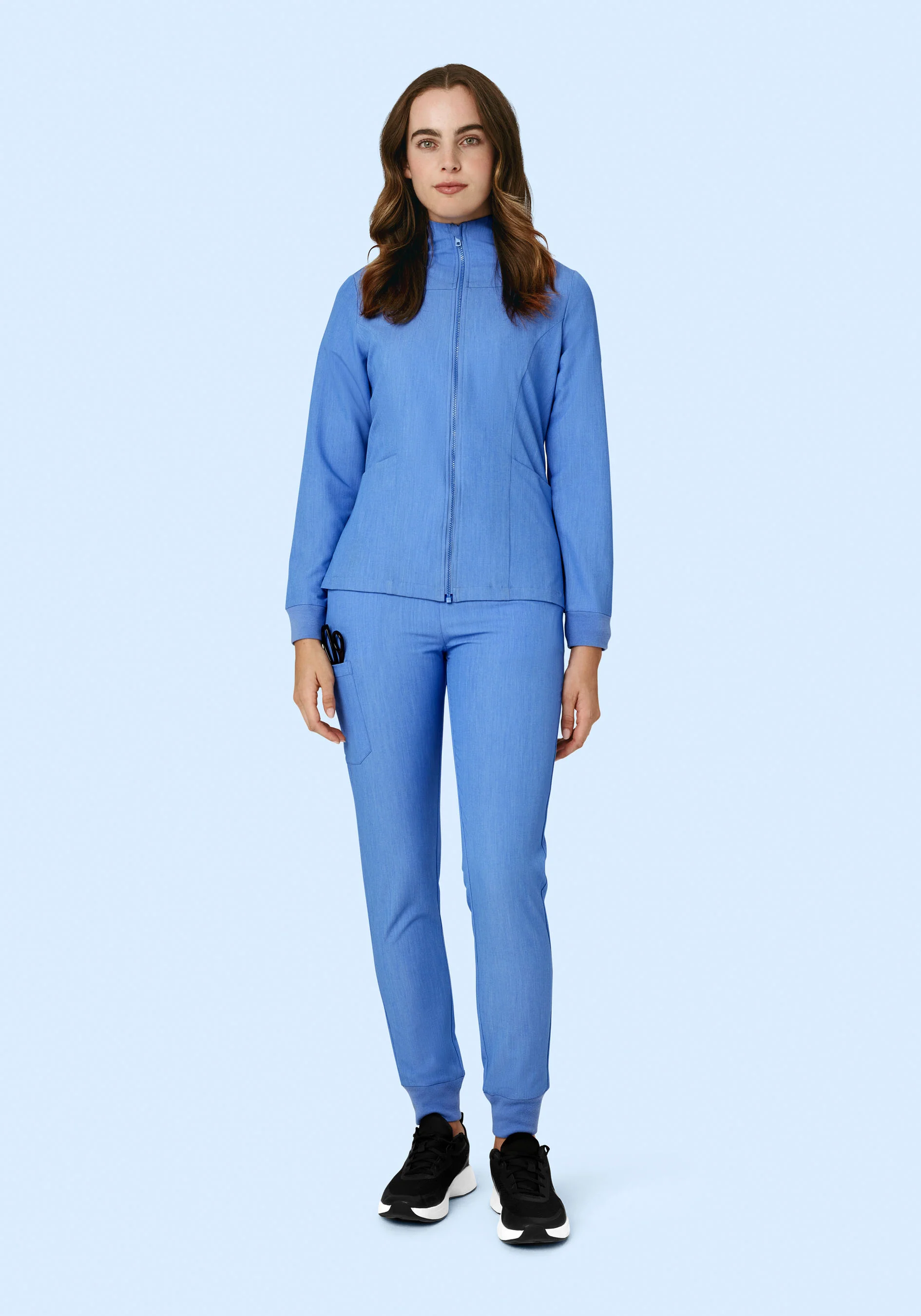 Women's Modern Scrub Jacket Heather Blue - Image 4