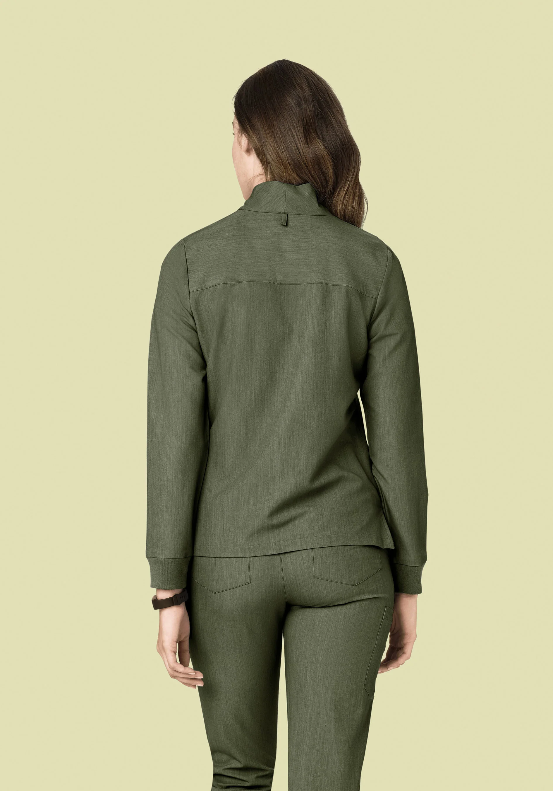 Women's Modern Scrub Jacket Heather Olive - Image 6