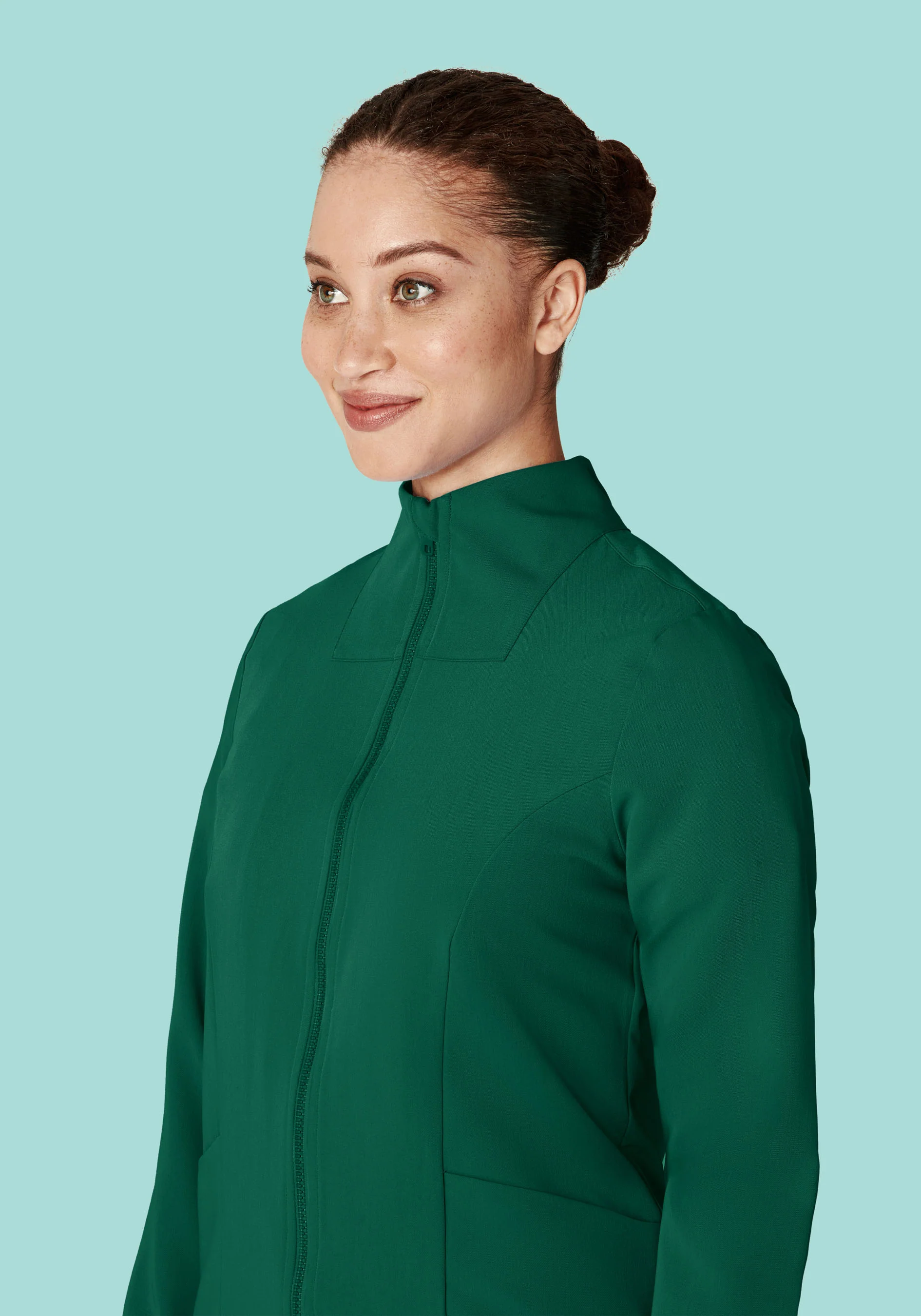 Women's Modern Scrub Jacket Hunter Green - Image 3