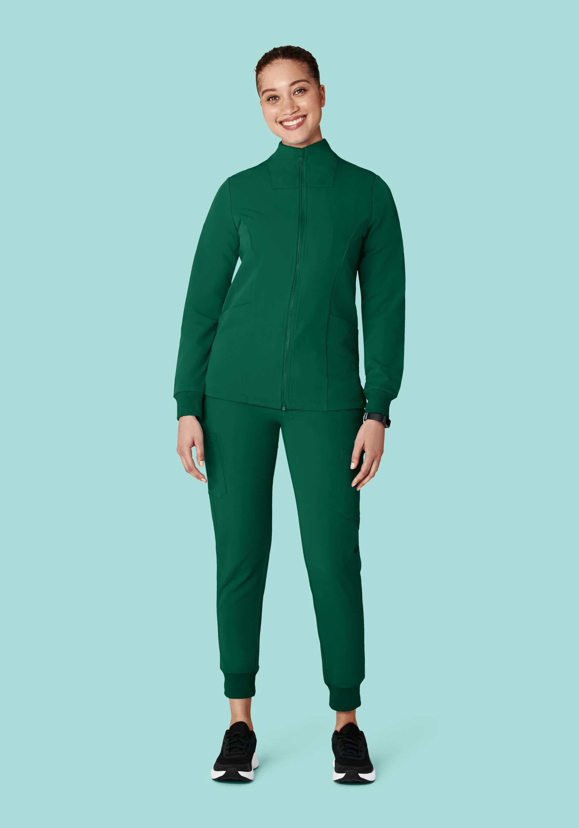 Women's Modern Scrub Jacket Hunter Green - Image 4