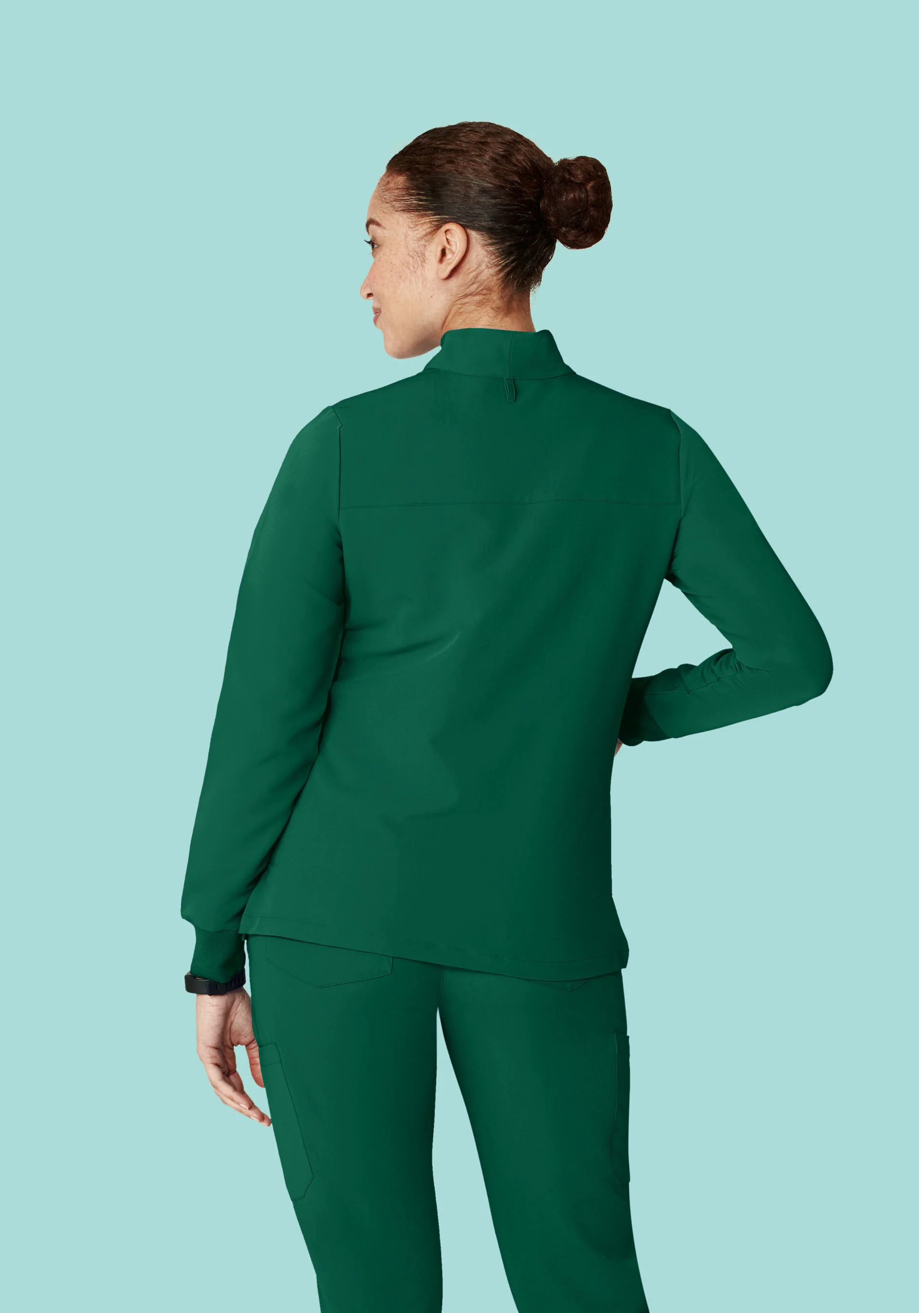 Women's Modern Scrub Jacket Hunter Green - Image 6