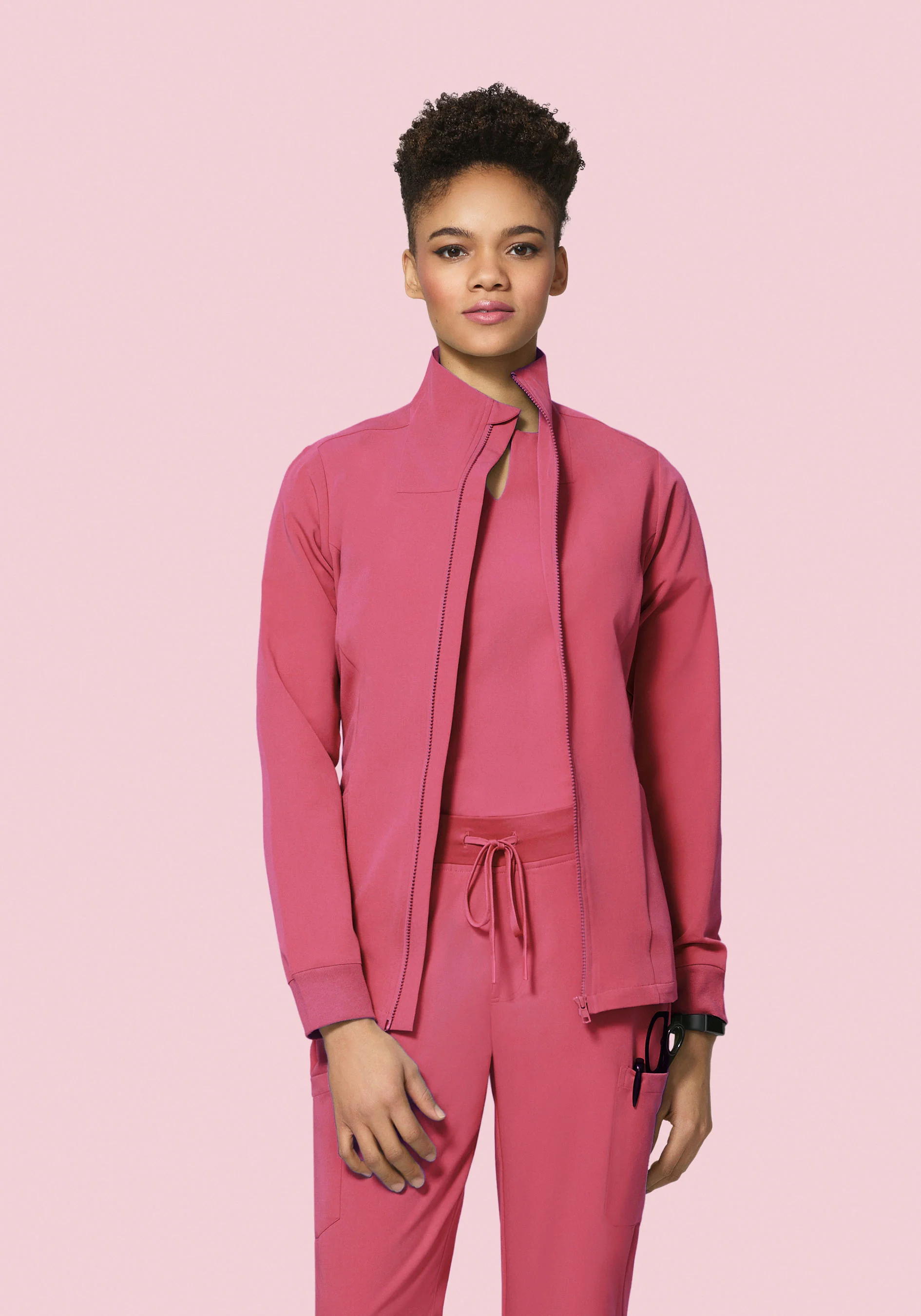 Women's Modern Scrub Jacket Jaipur Pink - Image 3